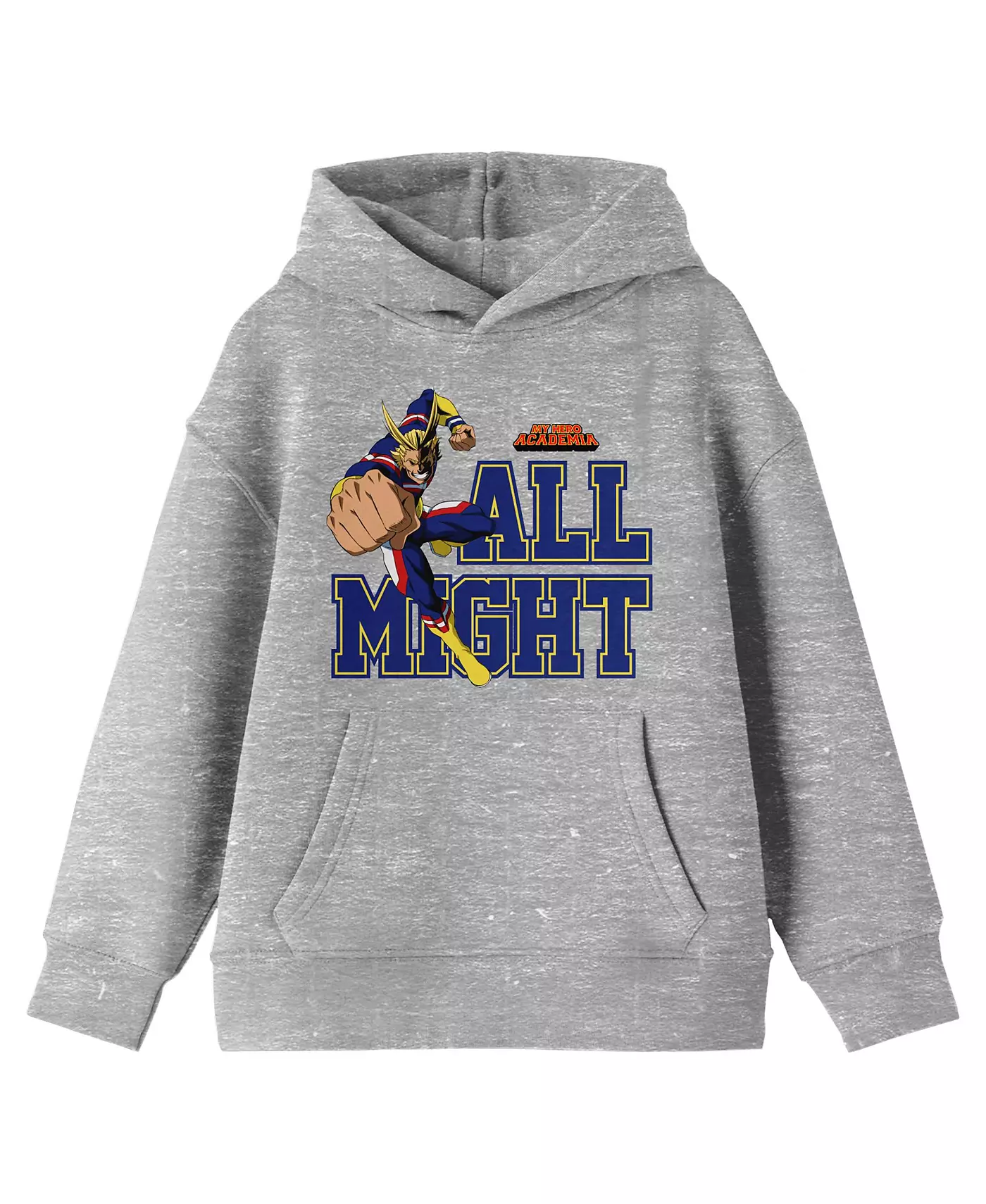 Толстовка с капюшоном My Hero Academia Boys All Might Collegiate Text с длинным рукавом, спортивная, молодежная, цвета меланж, размер XL