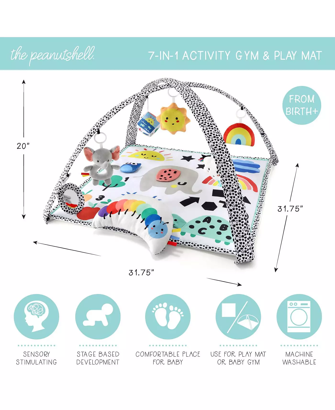 Детский игровой комплекс «Слон Монтессори» 7 в 1 «Peanutshell» и игровой коврик для малышей