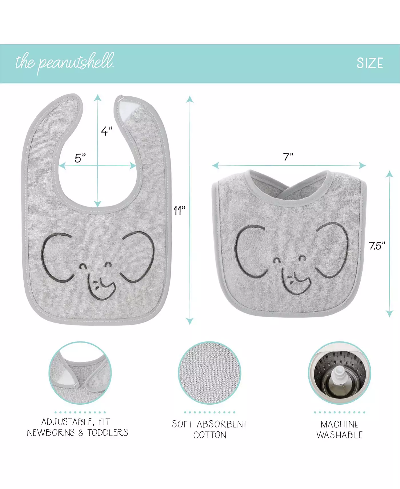 Мягкий махровый нагрудник для малышей Peanutshell, набор из 10 штук, кормление, прорезывание зубов, слюнотечение