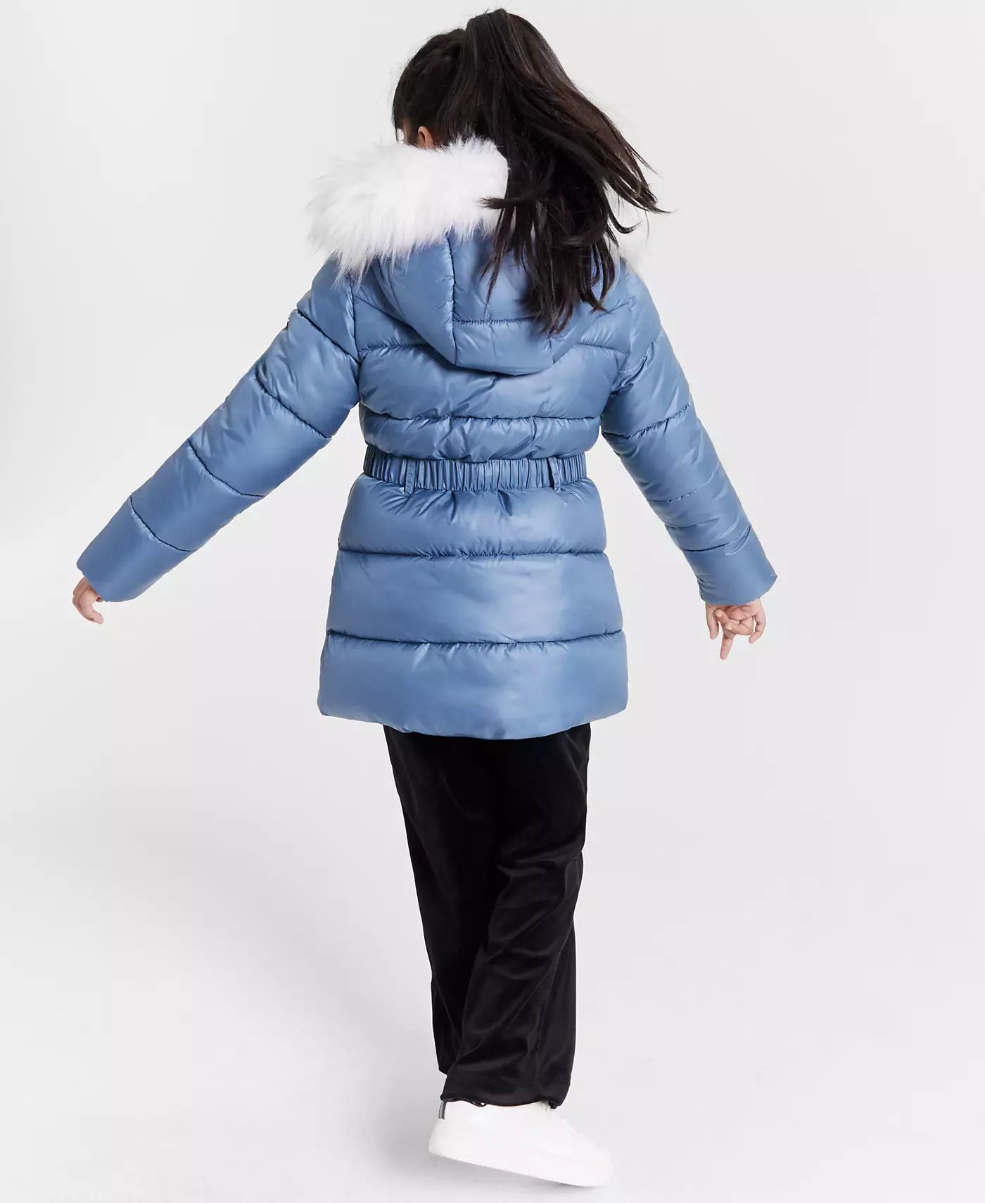 Свитшот Calvin Klein Performance Big Girls Luxe Velour, спортивные штаны Luxe Velour и куртка-пуховик Michael Kors с поясом и отделкой из искусственного меха