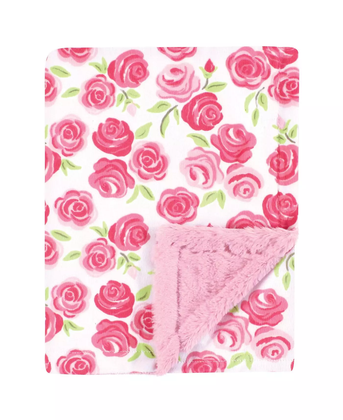 Мягкое одеяло Hudson Baby Girls с пушистой отделкой и спинкой, розовые розы, один размер