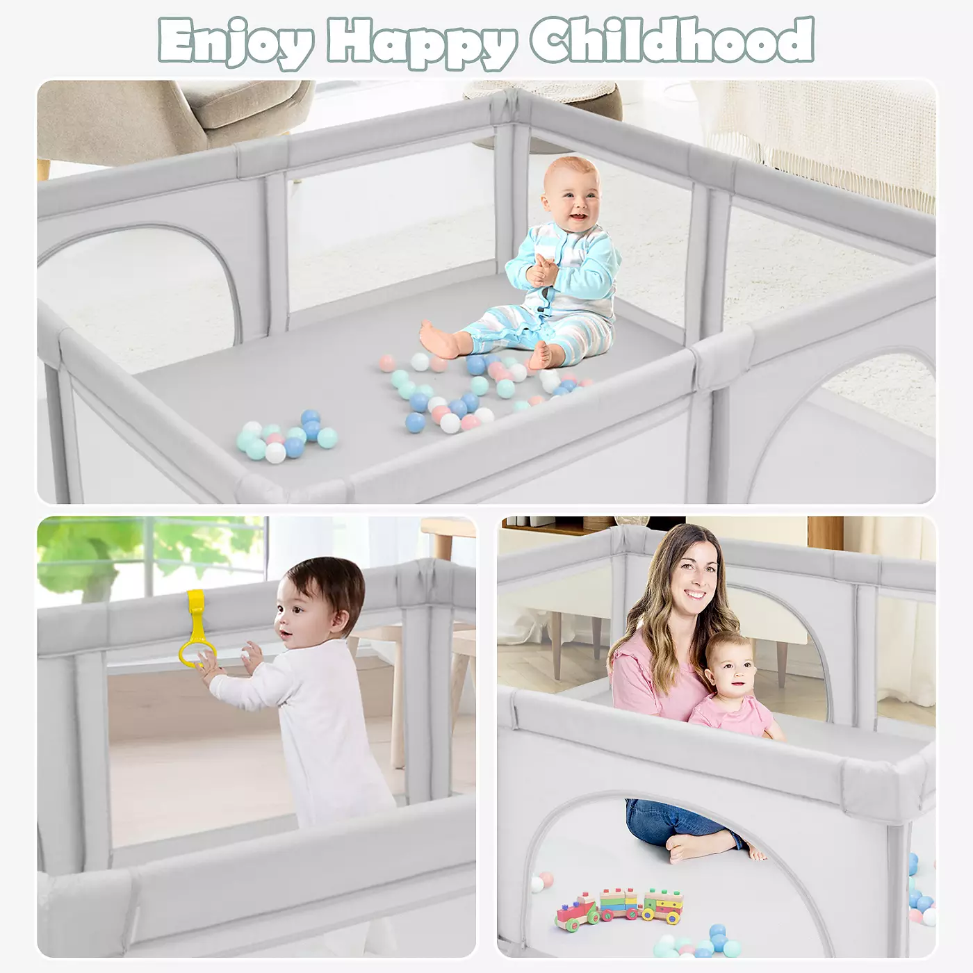 Детский манеж Costway, большой безопасный игровой центр с 50 мячами Ocean Balls