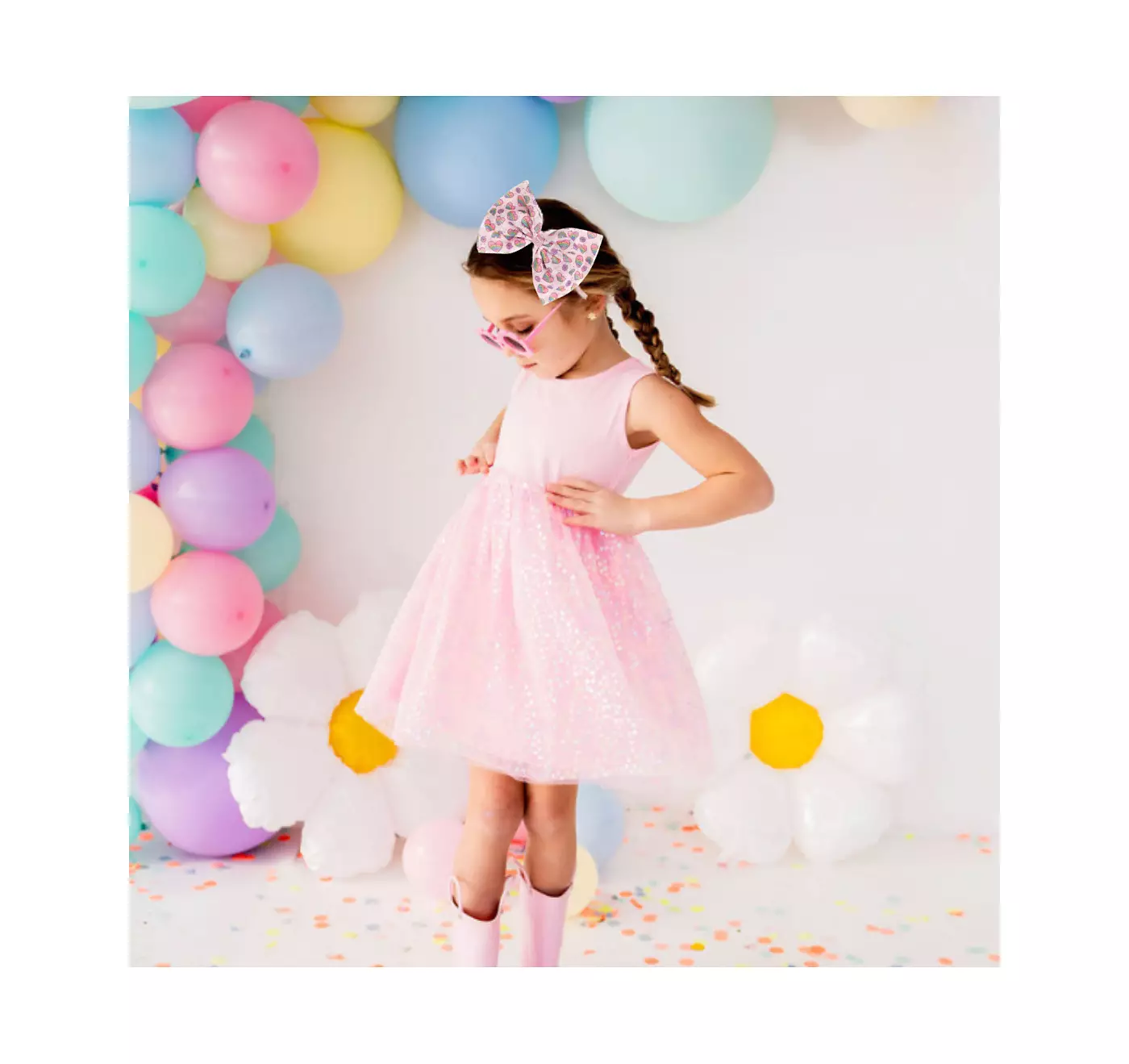 Sweet Wink Girls Радужная повязка на голову с бантом из тюля в форме сердца