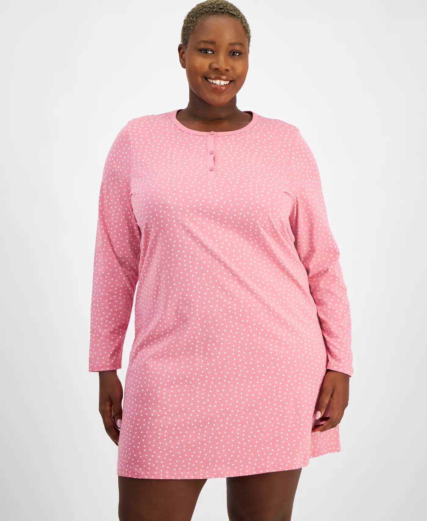 Сорочка для сна Charter Club Plus Size из хлопка с принтом Henley