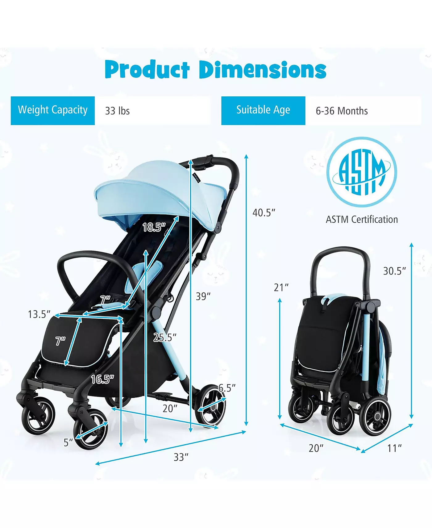 Портативная детская коляска Gymax, складывающаяся одной рукой, с алюминиевой рамой