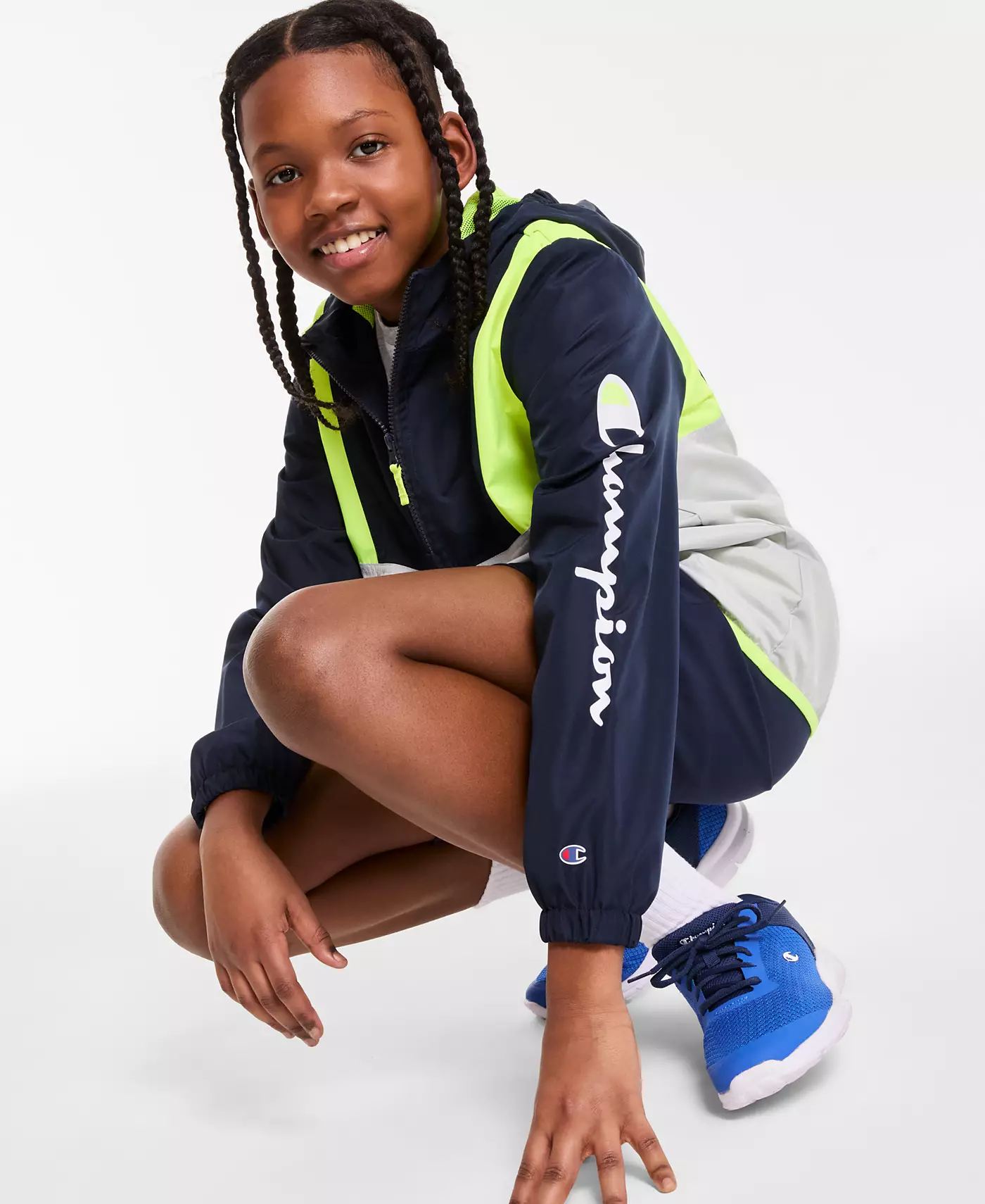 Ветровка Champion Big Boys, фирменная футболка и тканые шорты