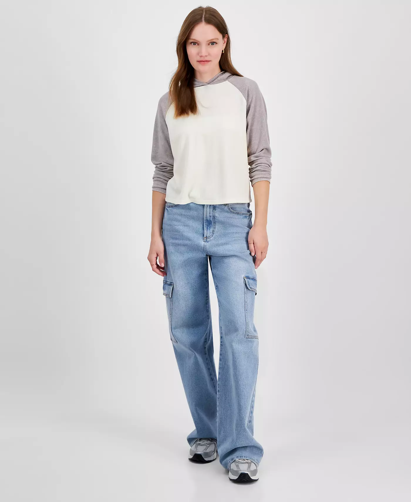 Толстовка Hippie Rose Juniors с цветными блоками и вафельной вязкой