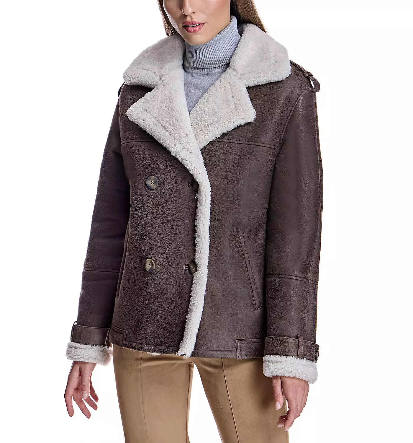 Женская куртка-бушлат из овчины Julia & Stella By Maximilian