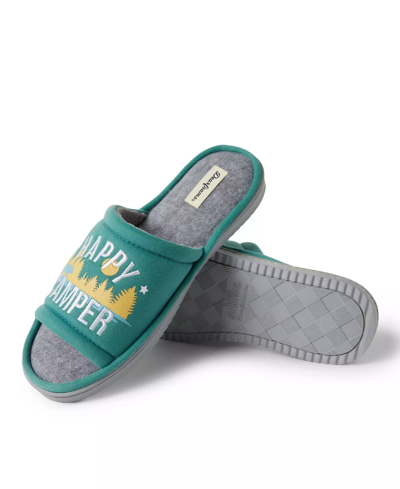 Мужские тапочки Dearfoams Men s Lennox Happy Camper Knit Shower Slide House Slipper