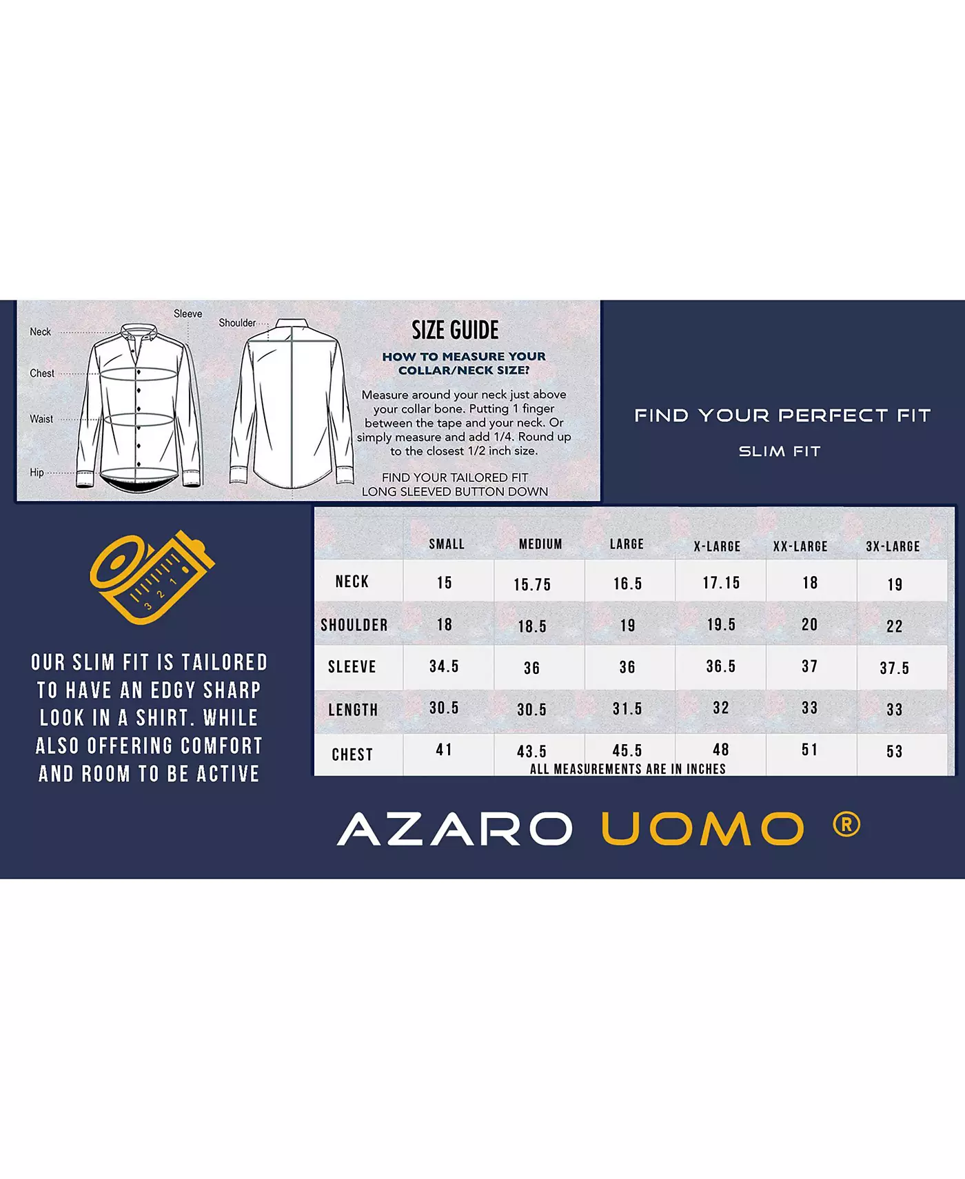 Мужская рубашка Azaro Uomo Slim Fit Business Nautical Button Down