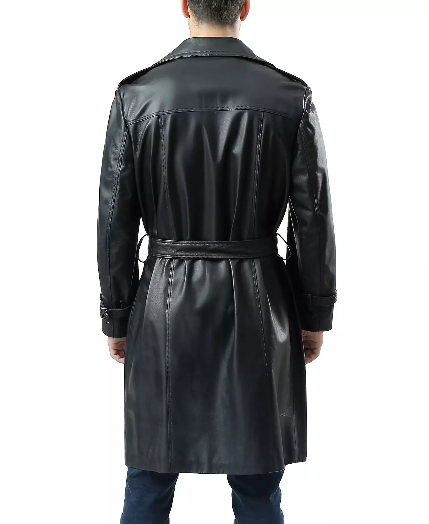 BGSD Men Xander Classic Leather Long Trench Coat