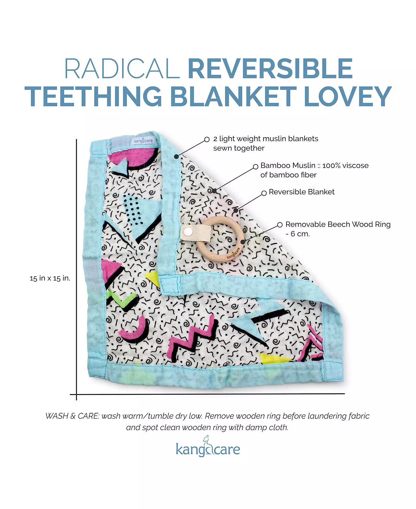 Kanga Care Baby Boys Двустороннее одеяло для прорезывания зубов Lovey