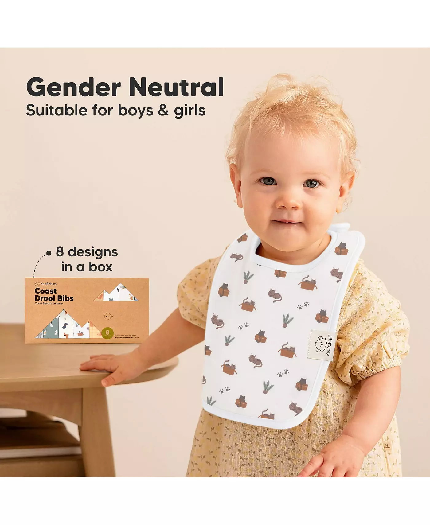 KeaBabies 8 шт. в упаковке, нагрудники Coast Baby для мальчиков, девочек, слюнявчики, нагрудники для девочек, мальчиков