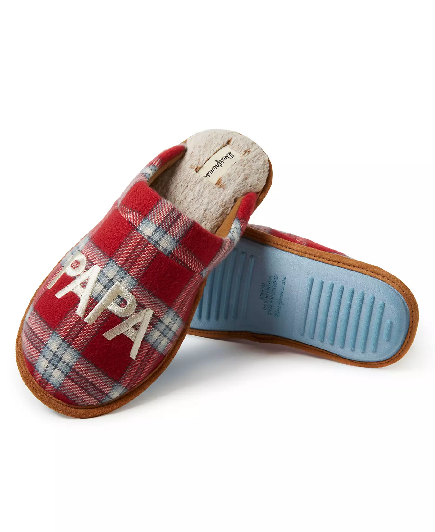 Мужские тапочки Dearfoams Papa Bear Red Plaid Dad Scuff