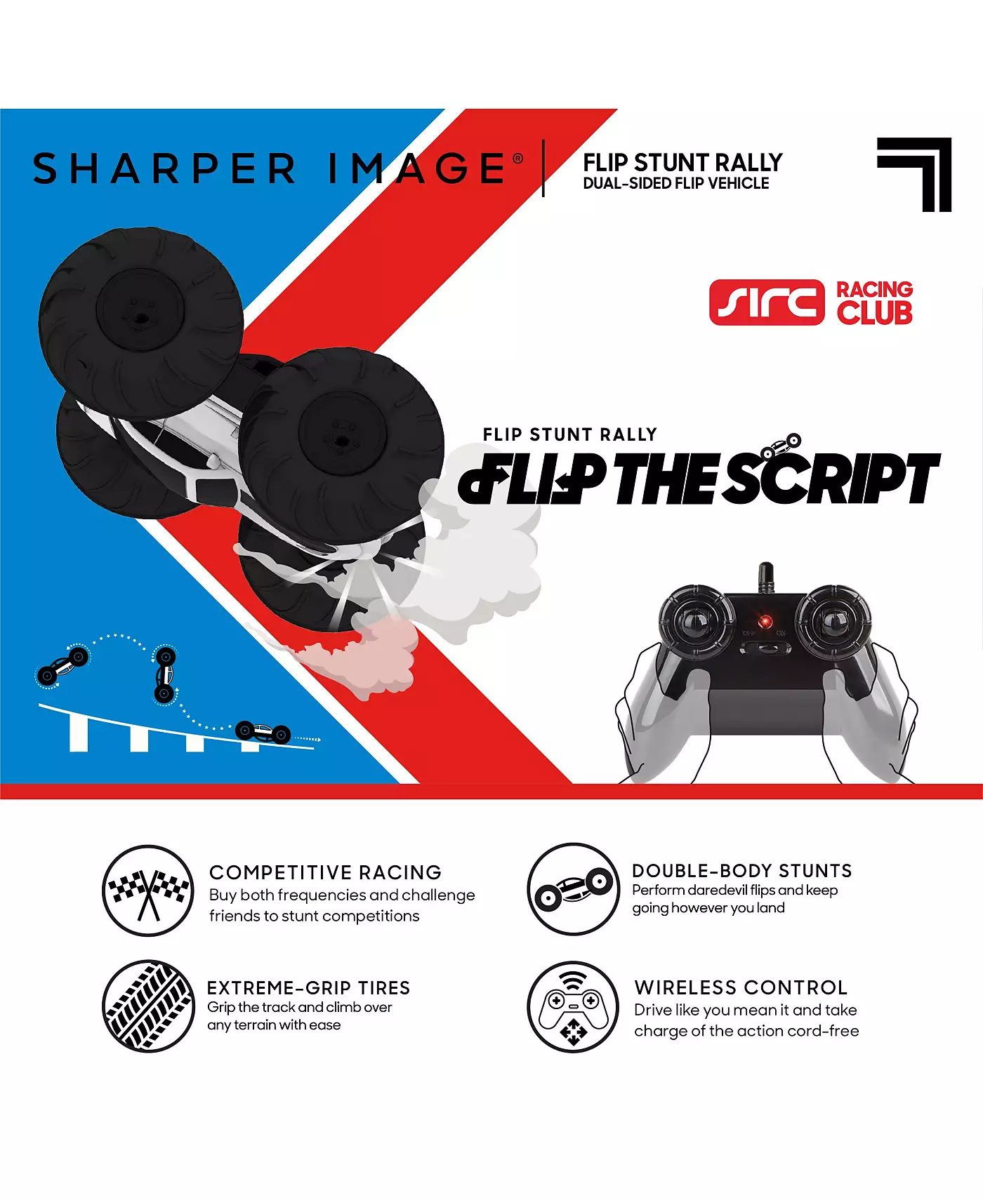 Sharper Image Toy RC Flip Stunt Rally, двухсторонний переворачивающийся автомобиль