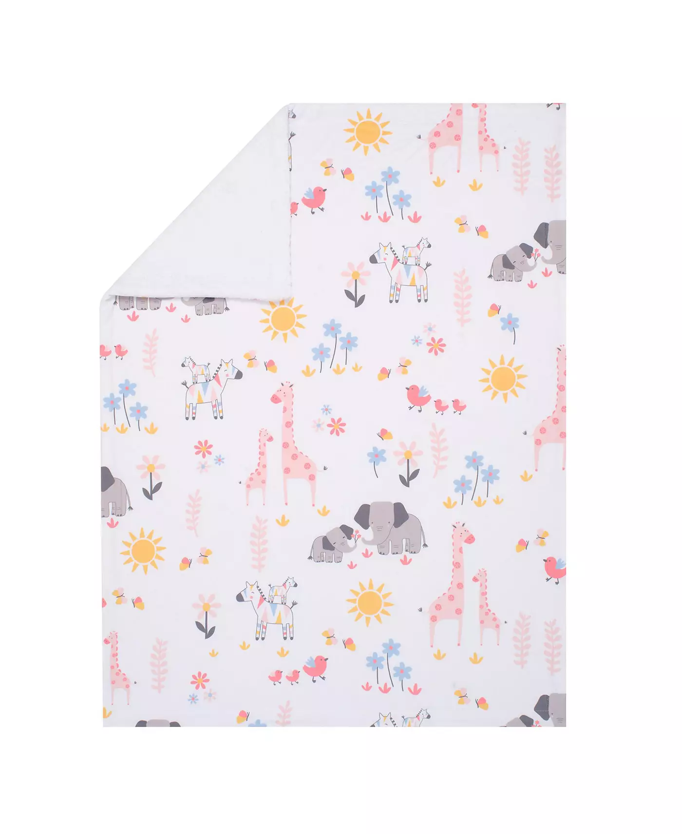 Мягкое детское одеяло Lambs & Ivy Jazzy Jungle White Fleece Safari Animals