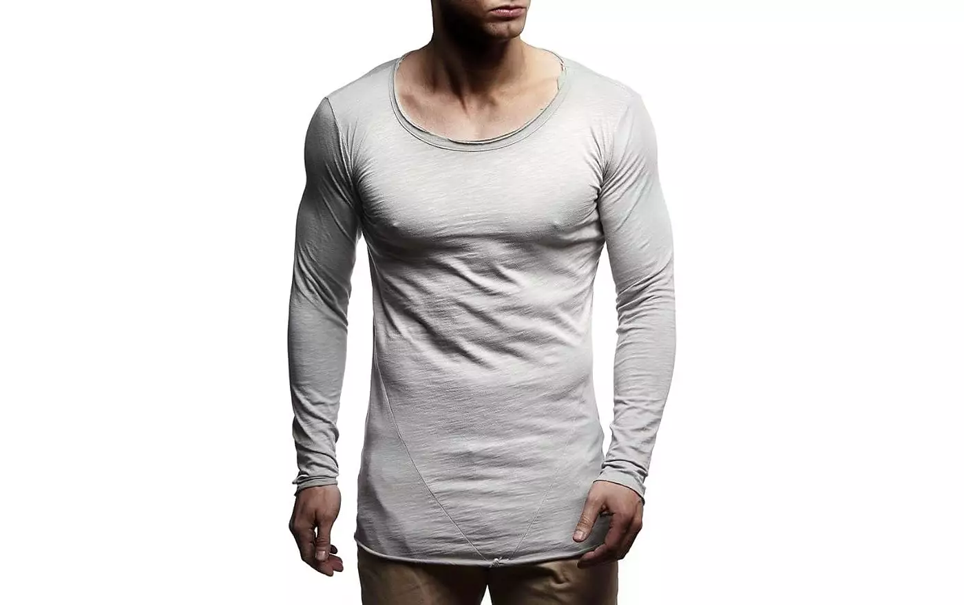 Мужская футболка Leif Nelson Slim Fit CrewNeck Long T-Shirt | Классическая стильная футболка с длинными рукавами и круглым вырезом