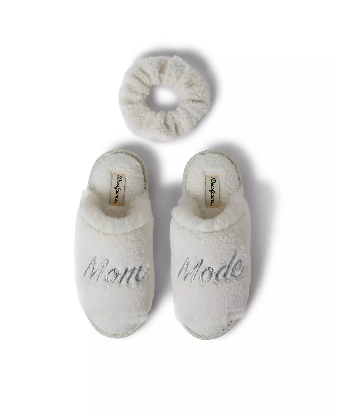 Dearfoams Женские шлепанцы Louise Teddy с набором резинок для волос