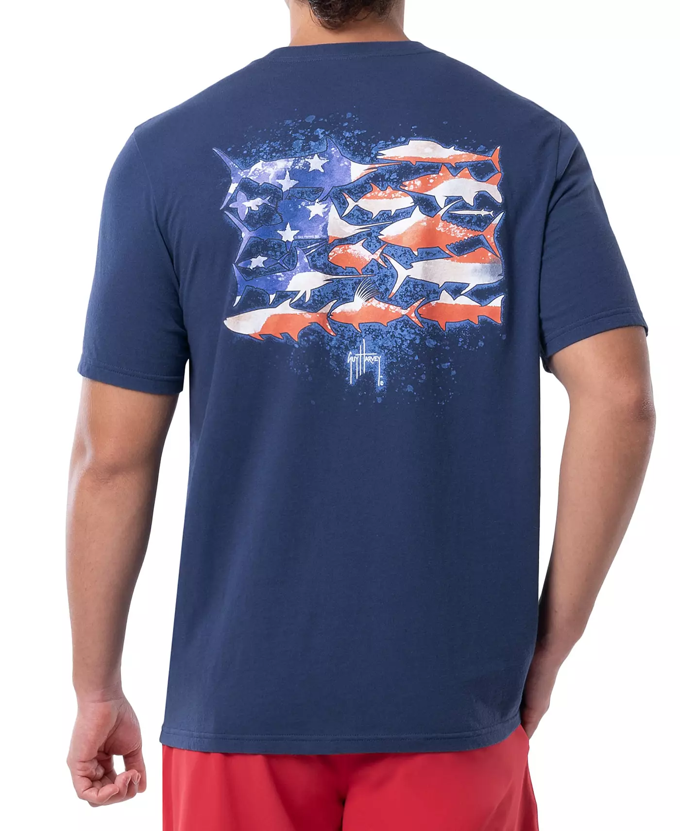 Мужская футболка Guy Harvey Flag Silos Classic-Fit с графическим логотипом и карманом