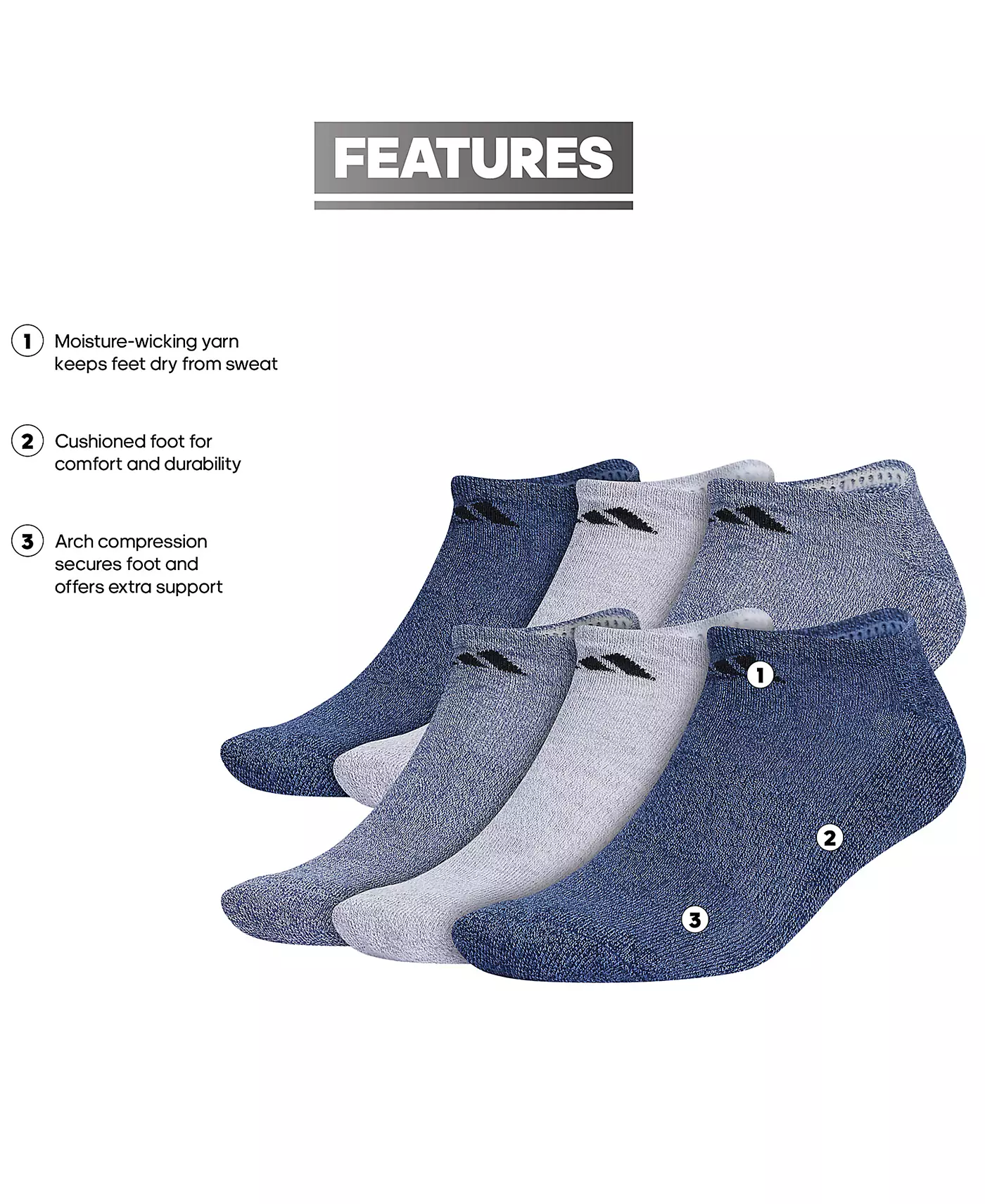 Мужские носки Adidas Cushioned Athletic, 6 пар, не показываемые на экране