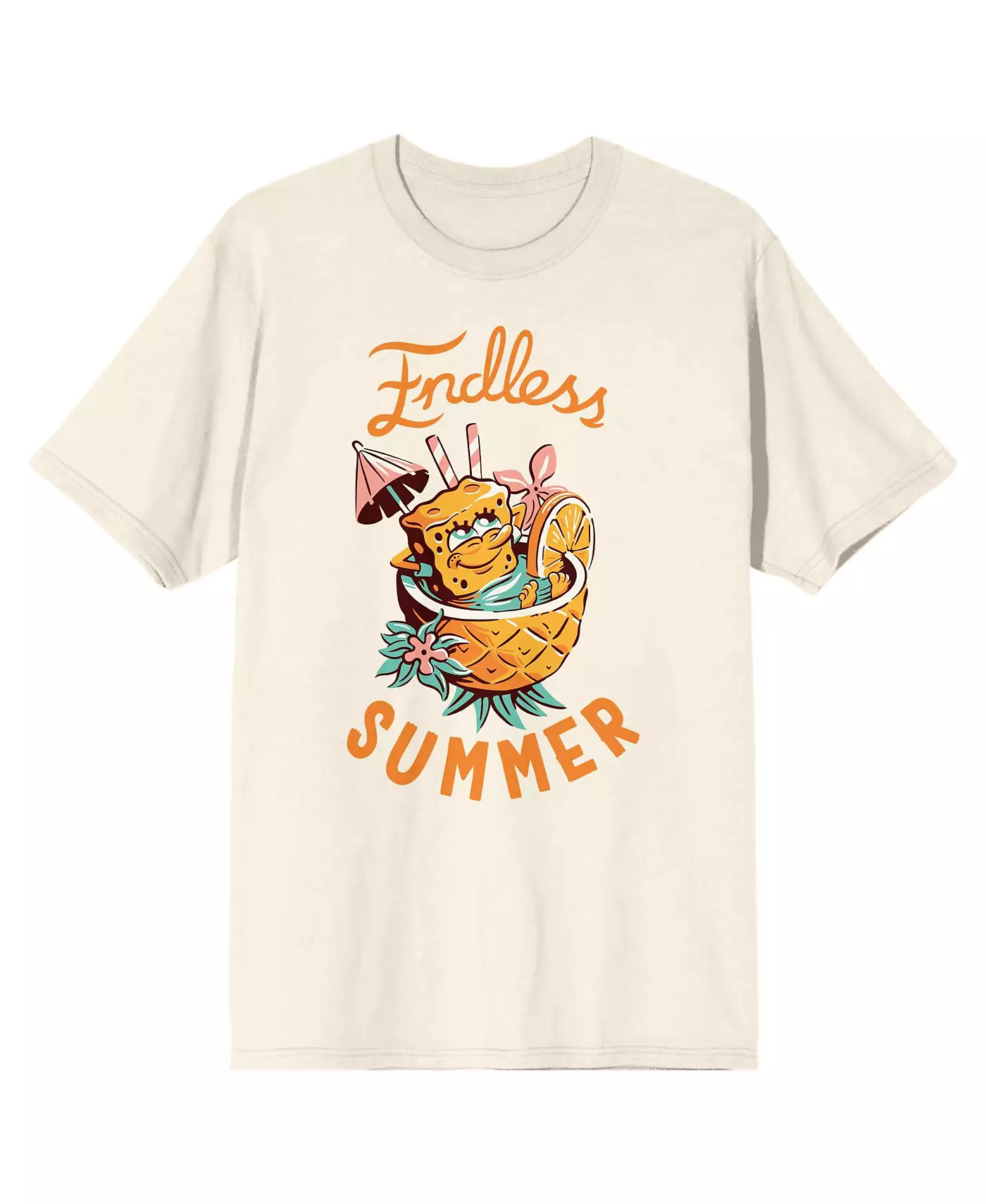 Мужская футболка SpongeBob SquarePants Endless Summer Pineapple Spa Natural с коротким рукавом, размер Medium