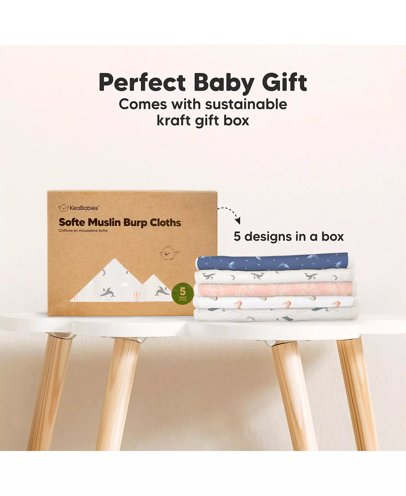 KeaBabies 5 упаковок мягких муслиновых пеленок для срыгивания для девочек и мальчиков, пеленки для срыгивания для младенцев, детская одежда для срыгивания