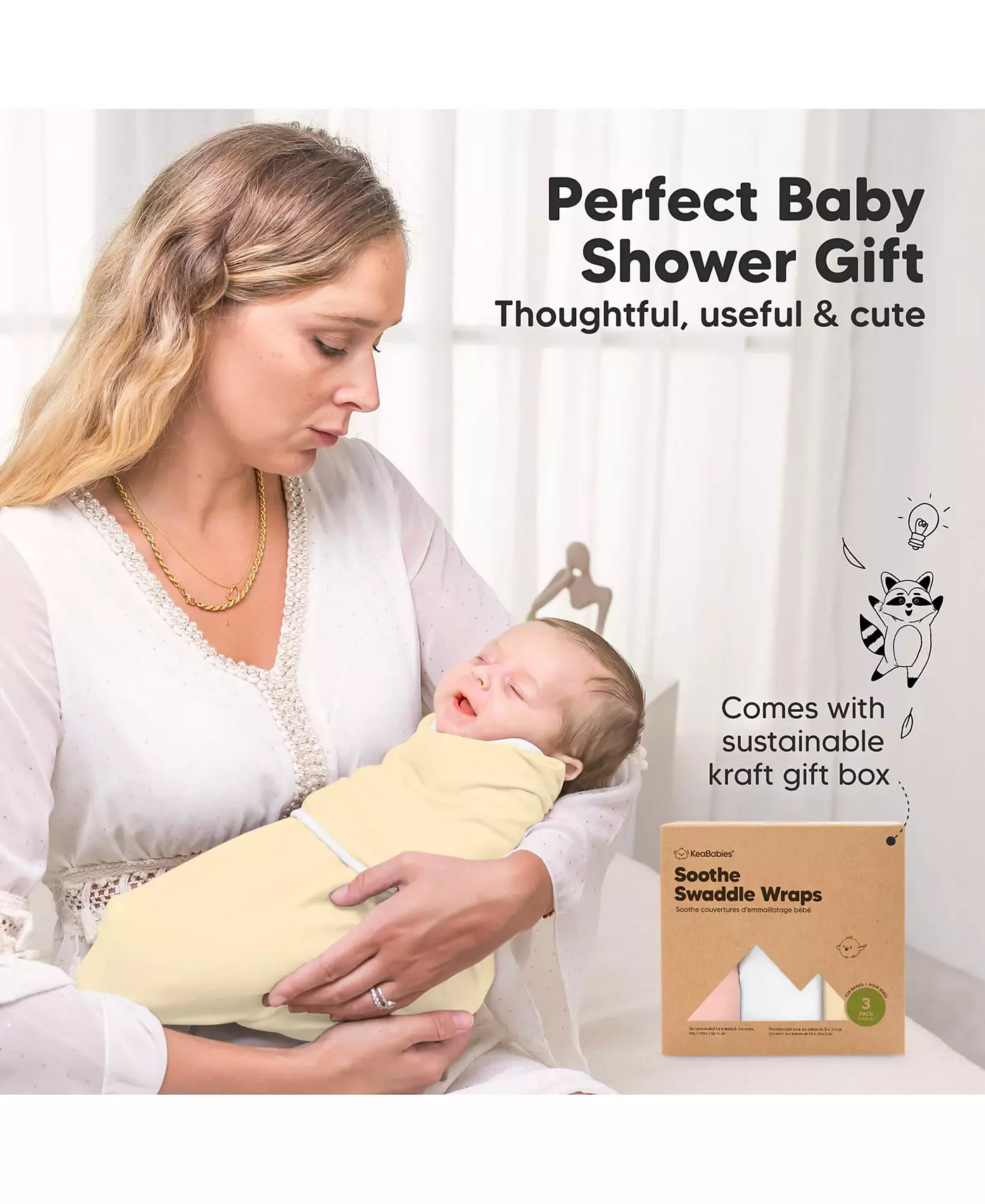 KeaBabies 3 упаковки Soothe Baby Swaddle 0-3 месяца, органические детские пеленки, спальные мешки, для новорожденных, младенческие пеленки