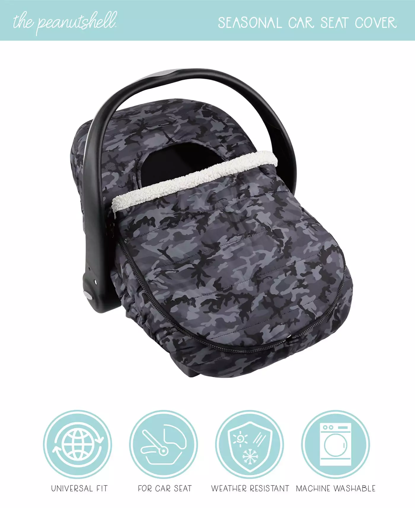 Чехол на автокресло Peanutshell, зимний навес на автокресло, чехол на автокресло для мальчиков, черный камуфляж
