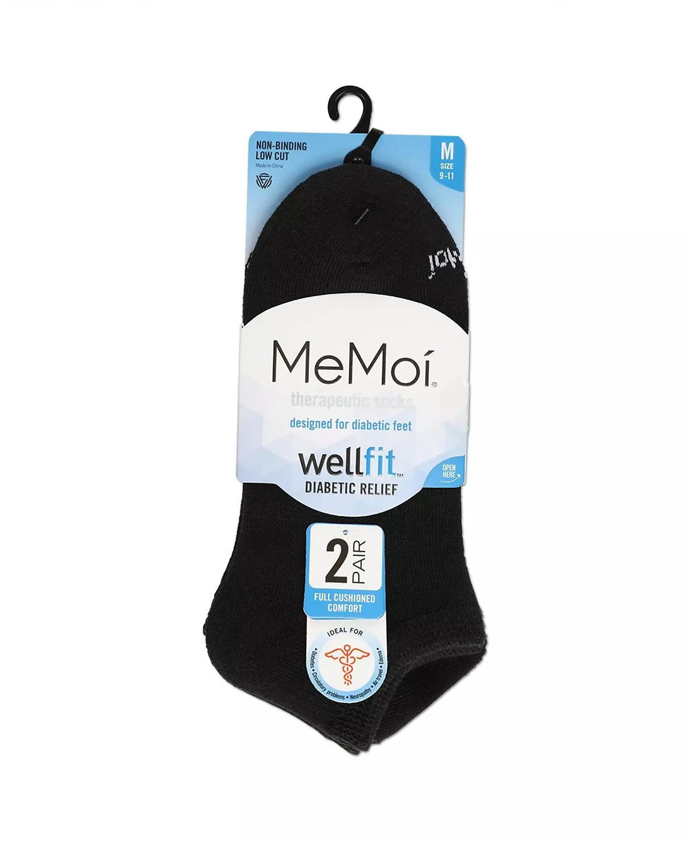 Мужские носки MeMoi Unisex Diabetic Full Cushion Low Cut, упаковка из 2 шт.