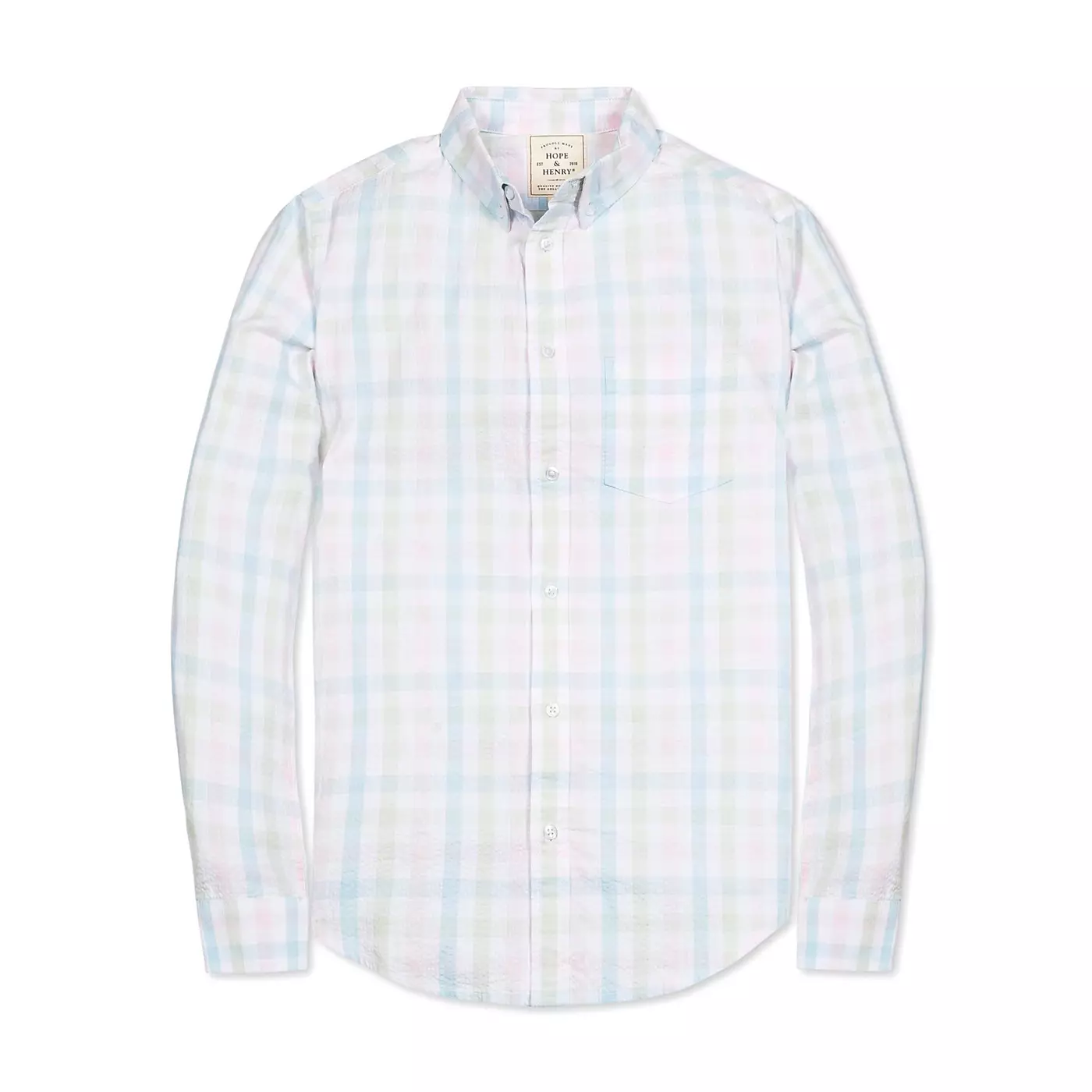 Мужская рубашка Hope & Henry Organic с длинным рукавом из сирсакера на пуговицах