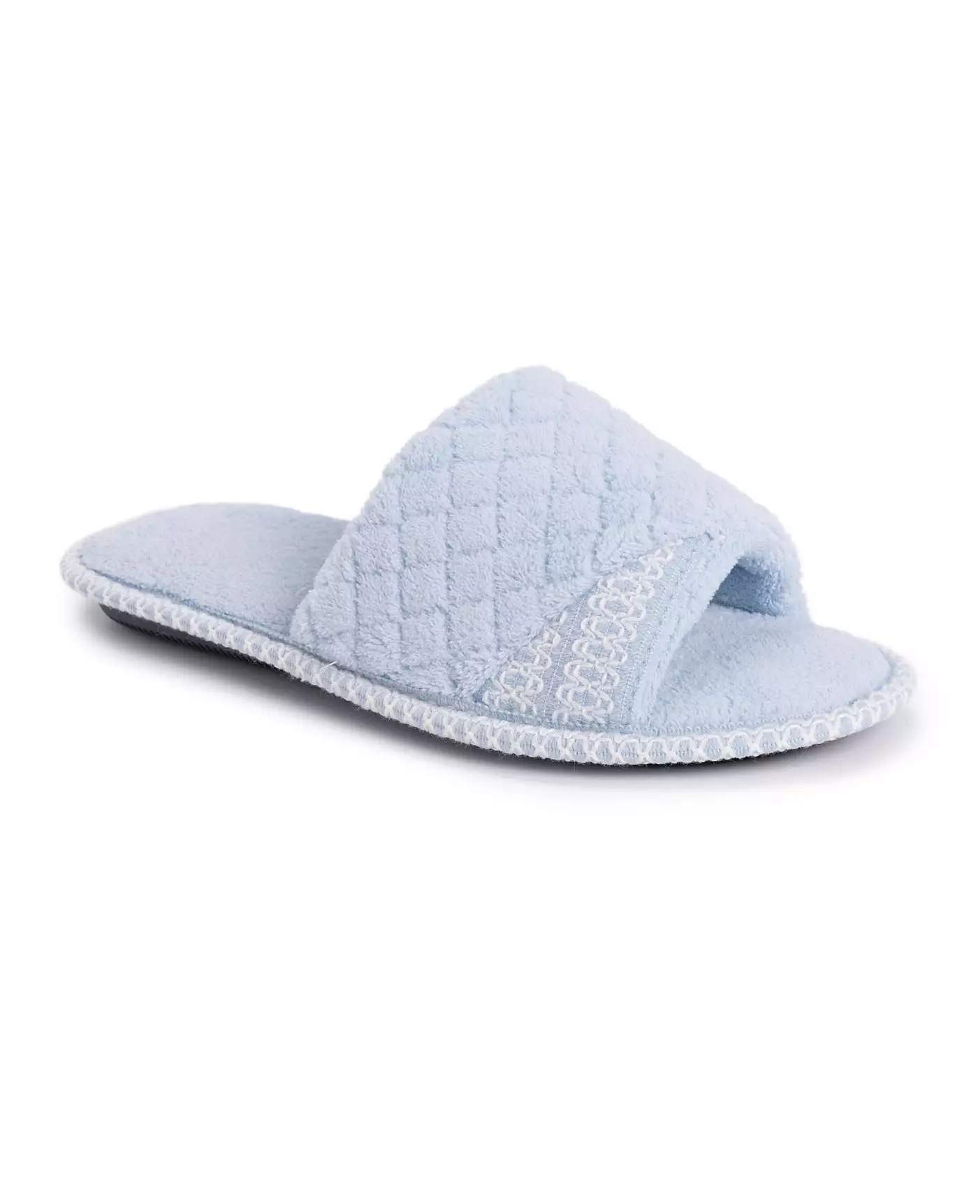 MUK LUKS Женские тапочки Sally с открытым носком, цвет «Фрезия-синяя», размер Large