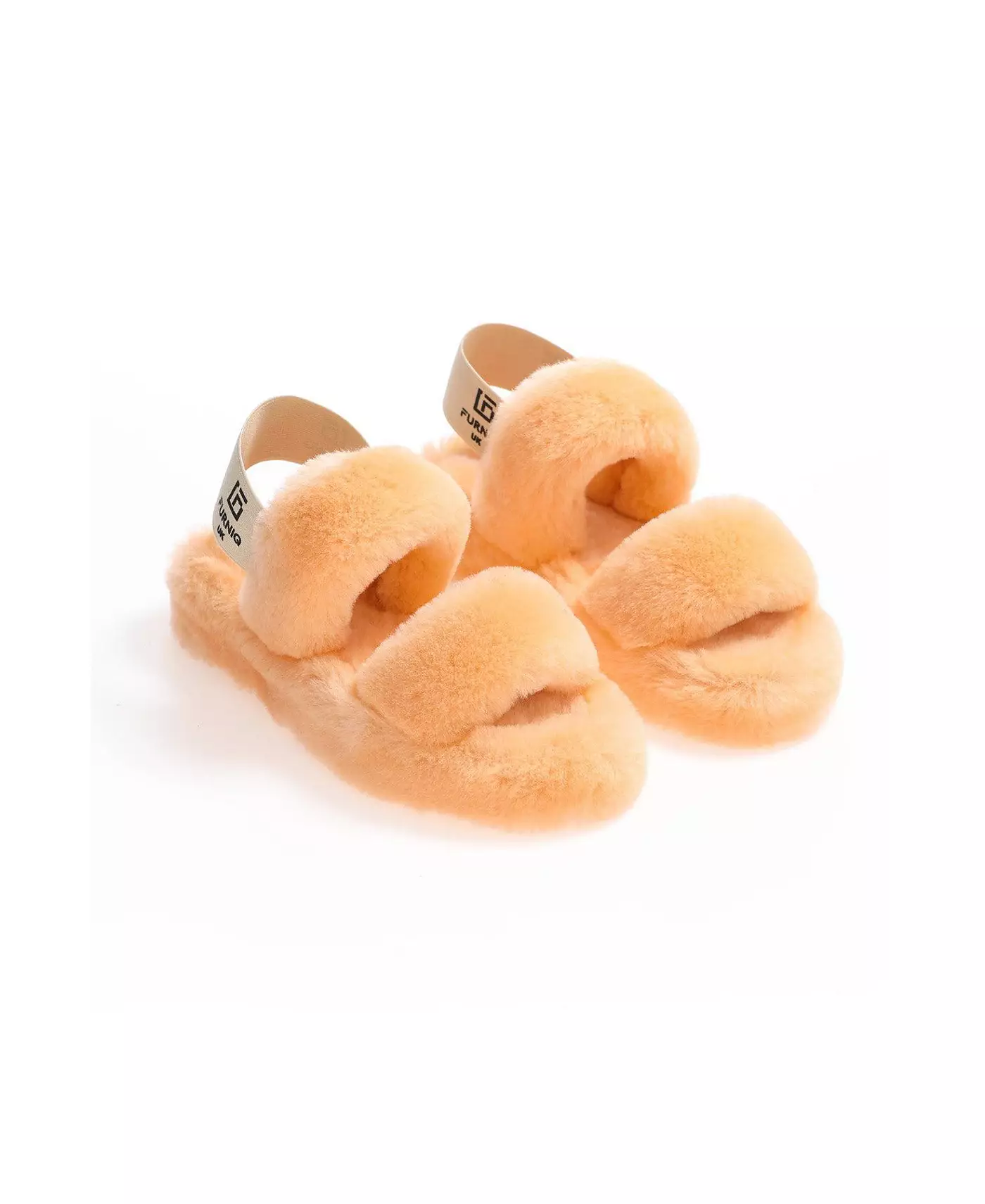 Furniq UK женские овчинные двойные полосатые шлепанцы, кудрявая шерсть