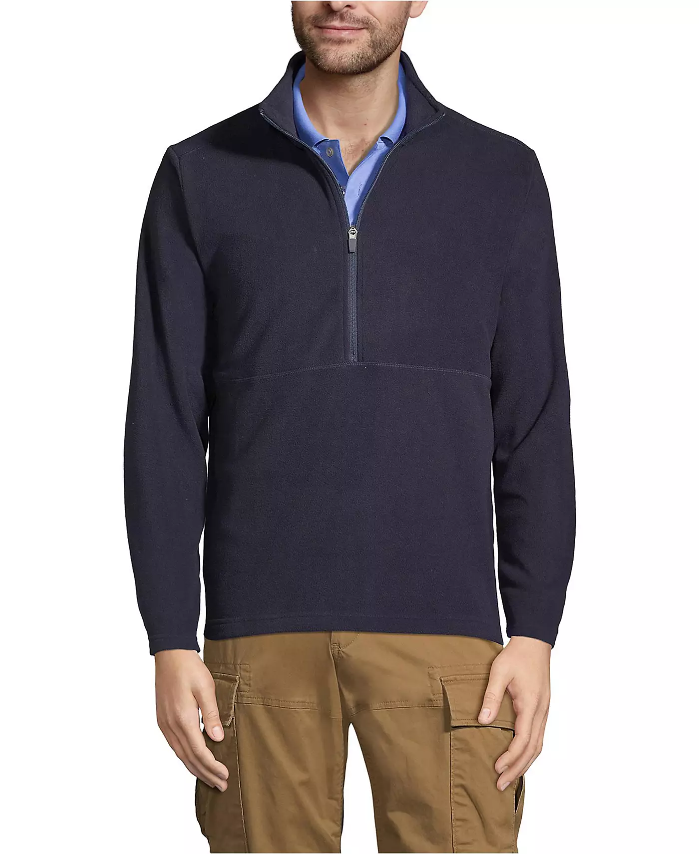 Мужской флисовый свитер Lands' End Thermacheck 100 с застежкой-молнией на четверть оборота