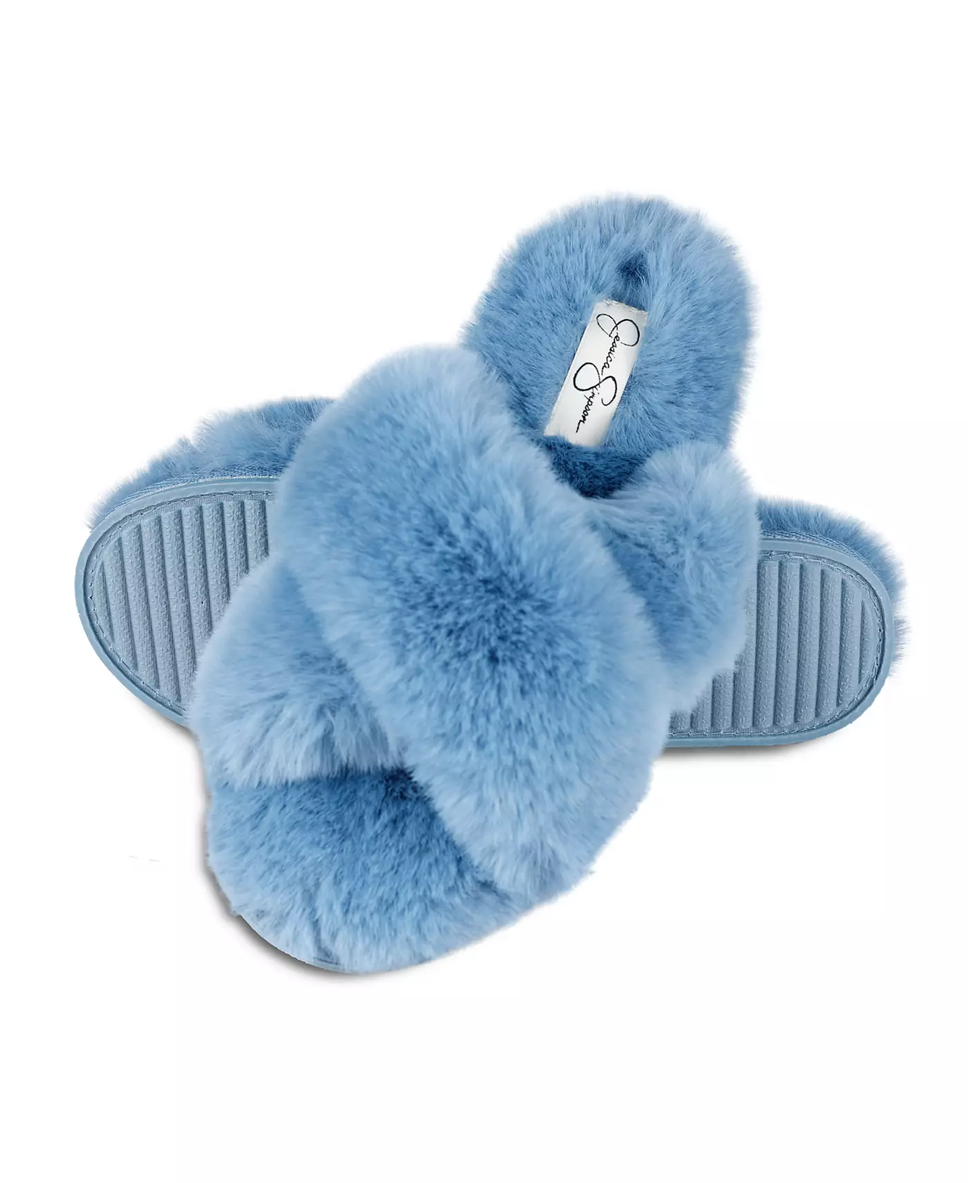 Женские сверхмягкие высокие плюшевые тапочки Jessica Simpson с перекрестными полосками