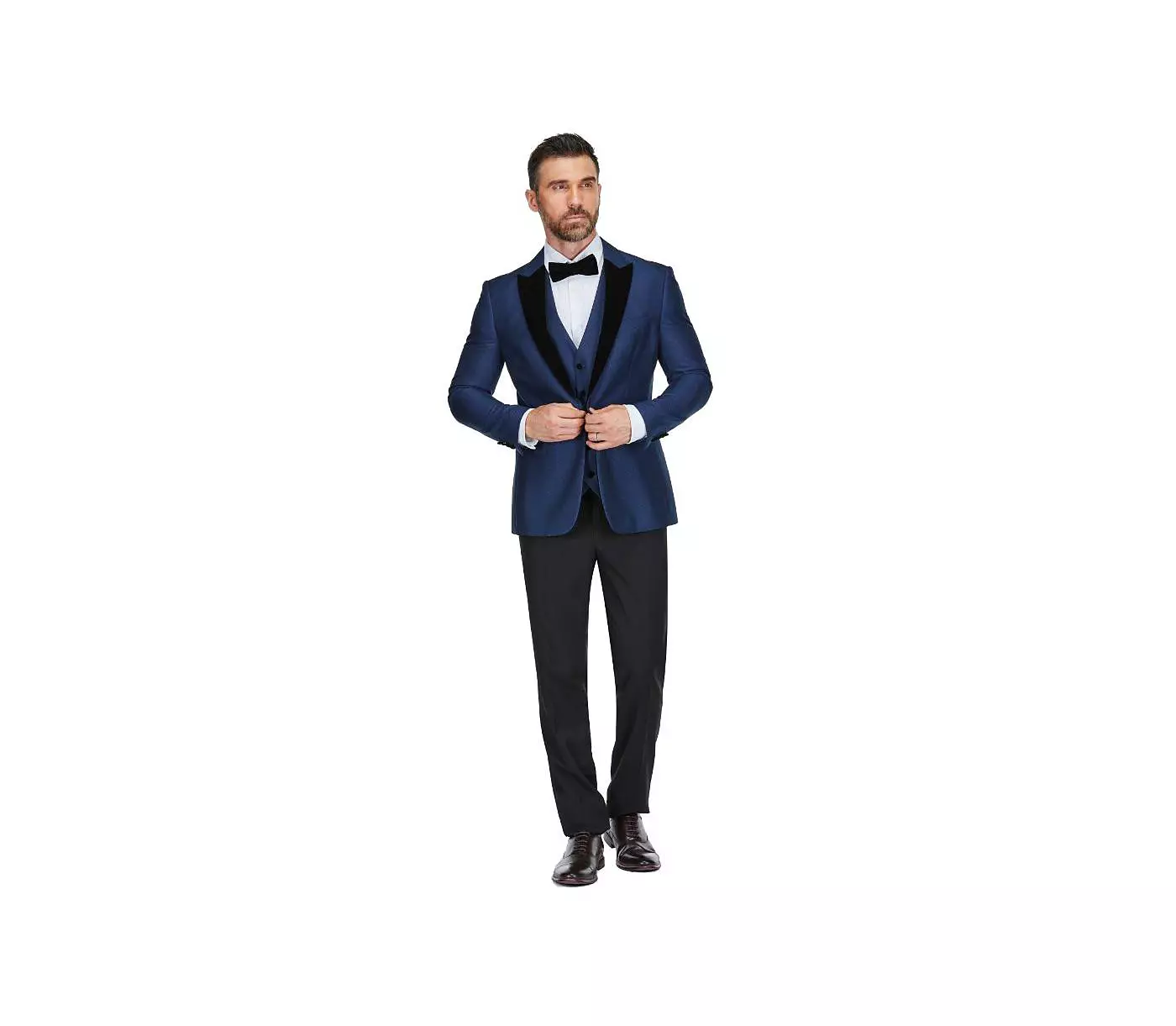 Мужской смокинг Gino Vitale из 3 предметов с острыми лацканами, атласной отделкой и легким блеском