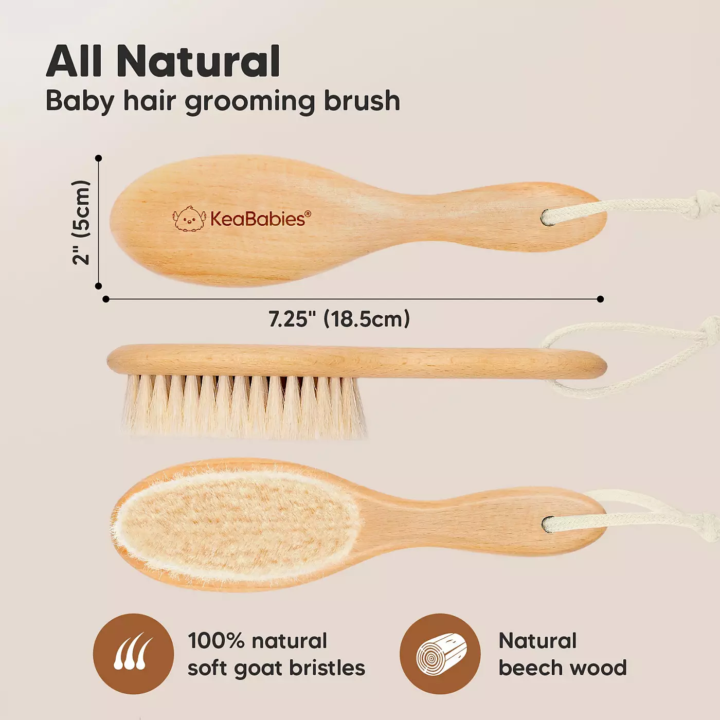 KeaBabies Baby Hair Brush and Comb Set, Овальный деревянный детский набор щеток для новорожденных, младенцев, набор для ухода за малышами