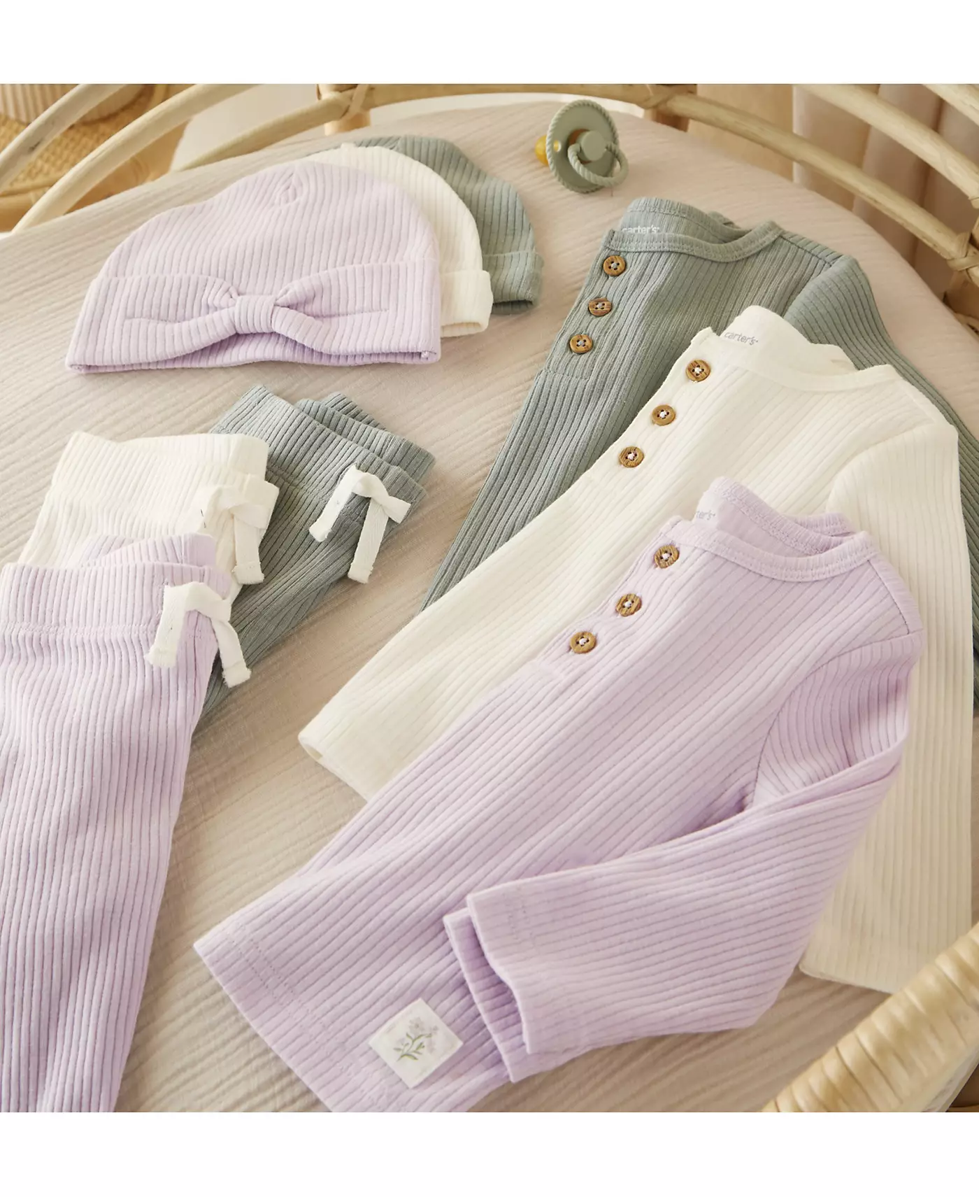 Carter's Baby 3-Pc. Комплект из трикотажной шапки, футболки и штанов