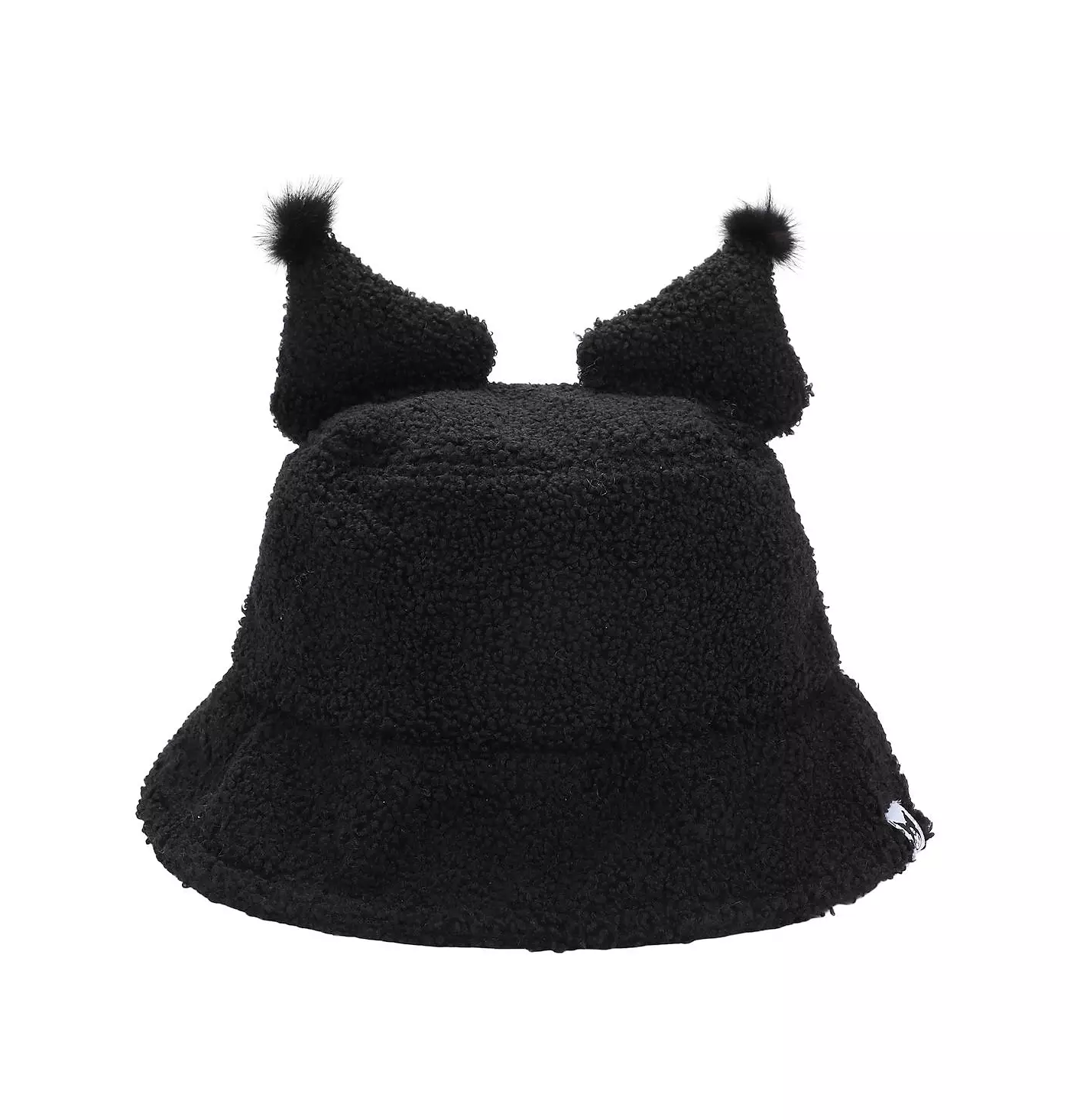 Короткая меховая панама с ушками Sanrio Kuromi и тканой этикеткой