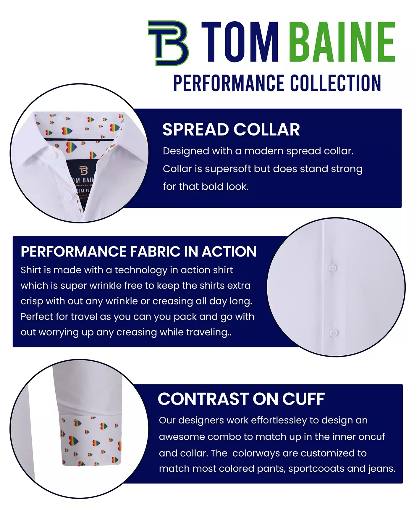 Мужская рубашка Tom Baine Slim Fit Pride Performance Novelty на пуговицах