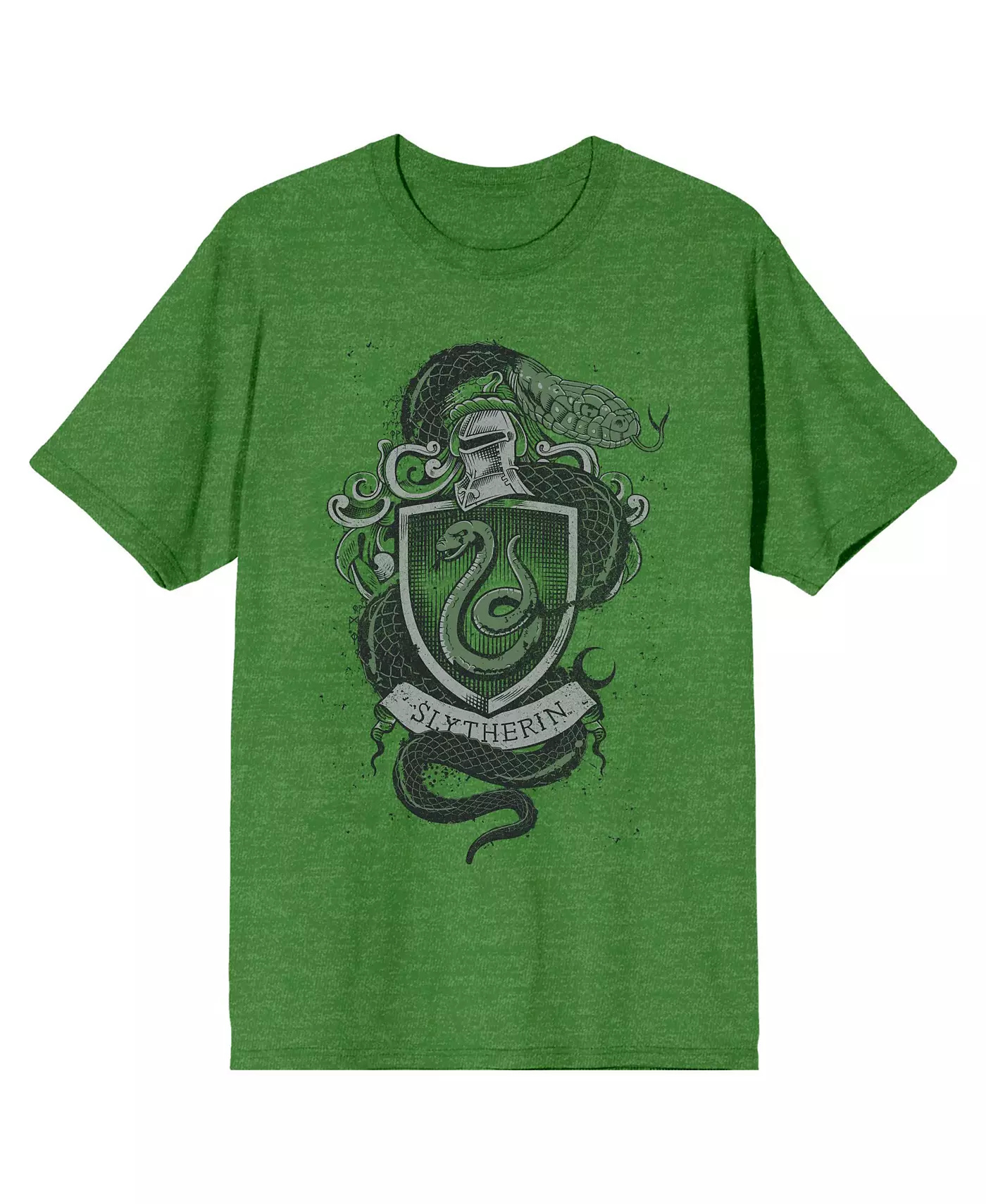 Мужская футболка с круглым вырезом и коротким рукавом с гербом факультета Гарри Поттера Слизерина Kelly Green Heather, размер XL