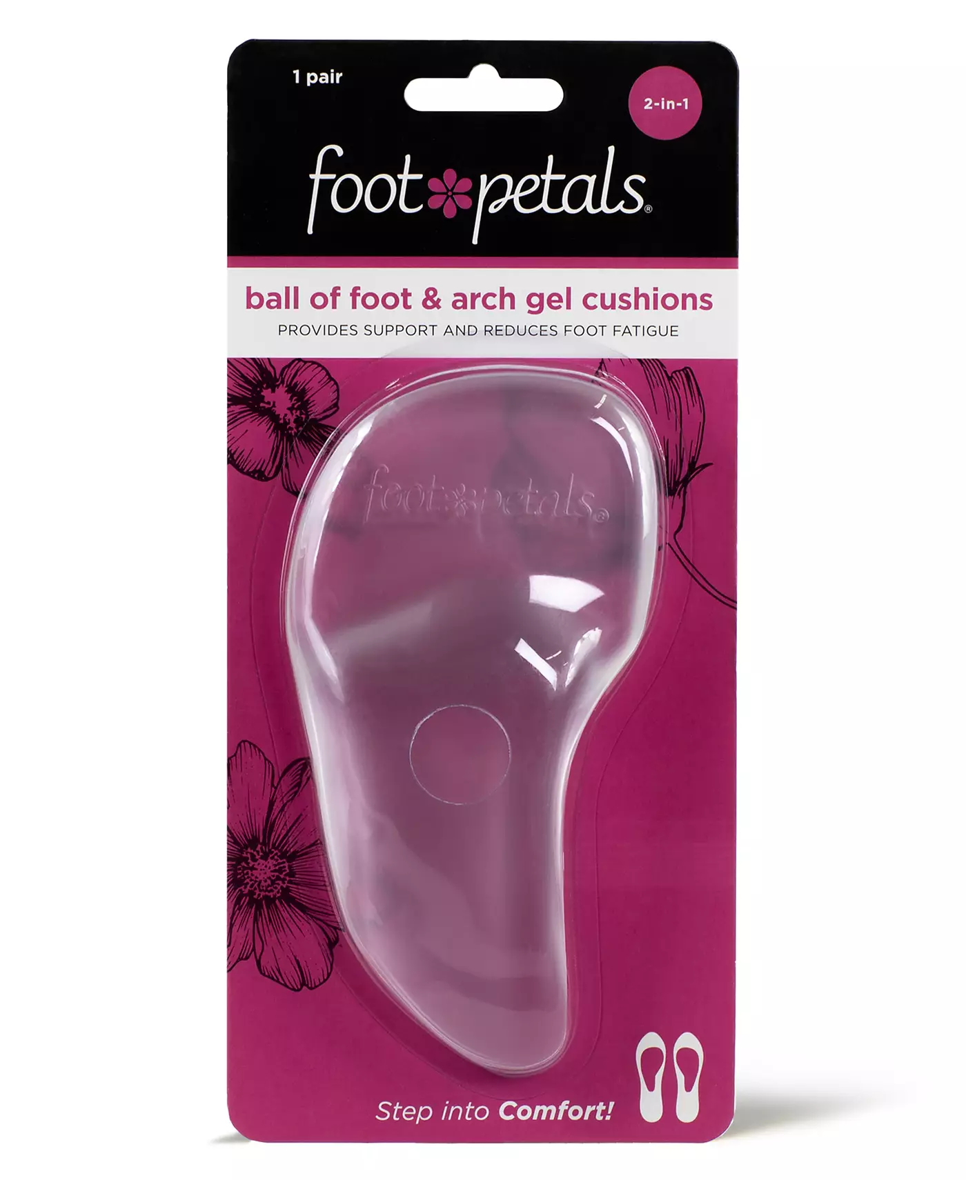 Foot Petals 2-в-1 гелевые подушечки для поддержки свода стопы и свода стопы