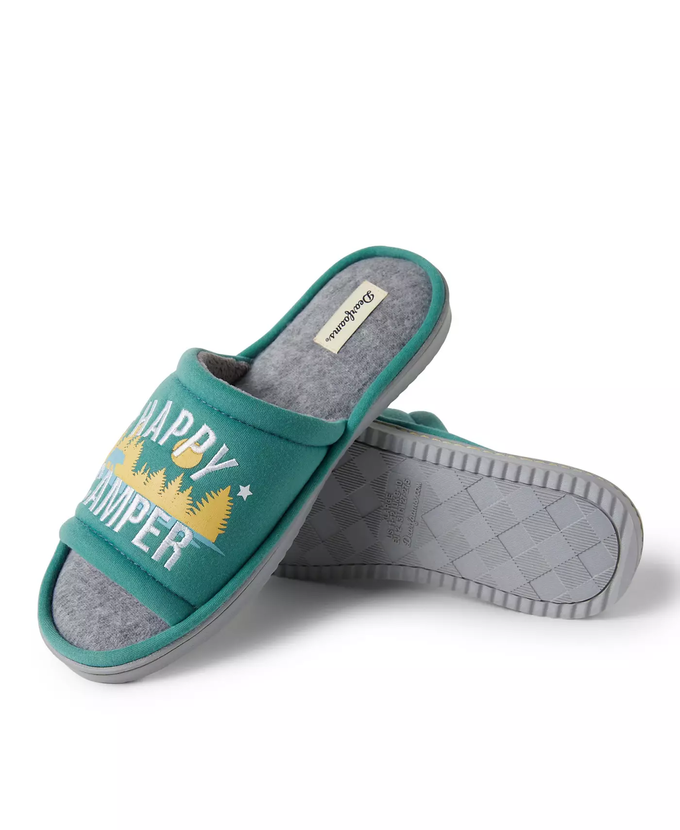 Мужские тапочки Dearfoams Men s Lennox Happy Camper Knit Shower Slide House Slipper