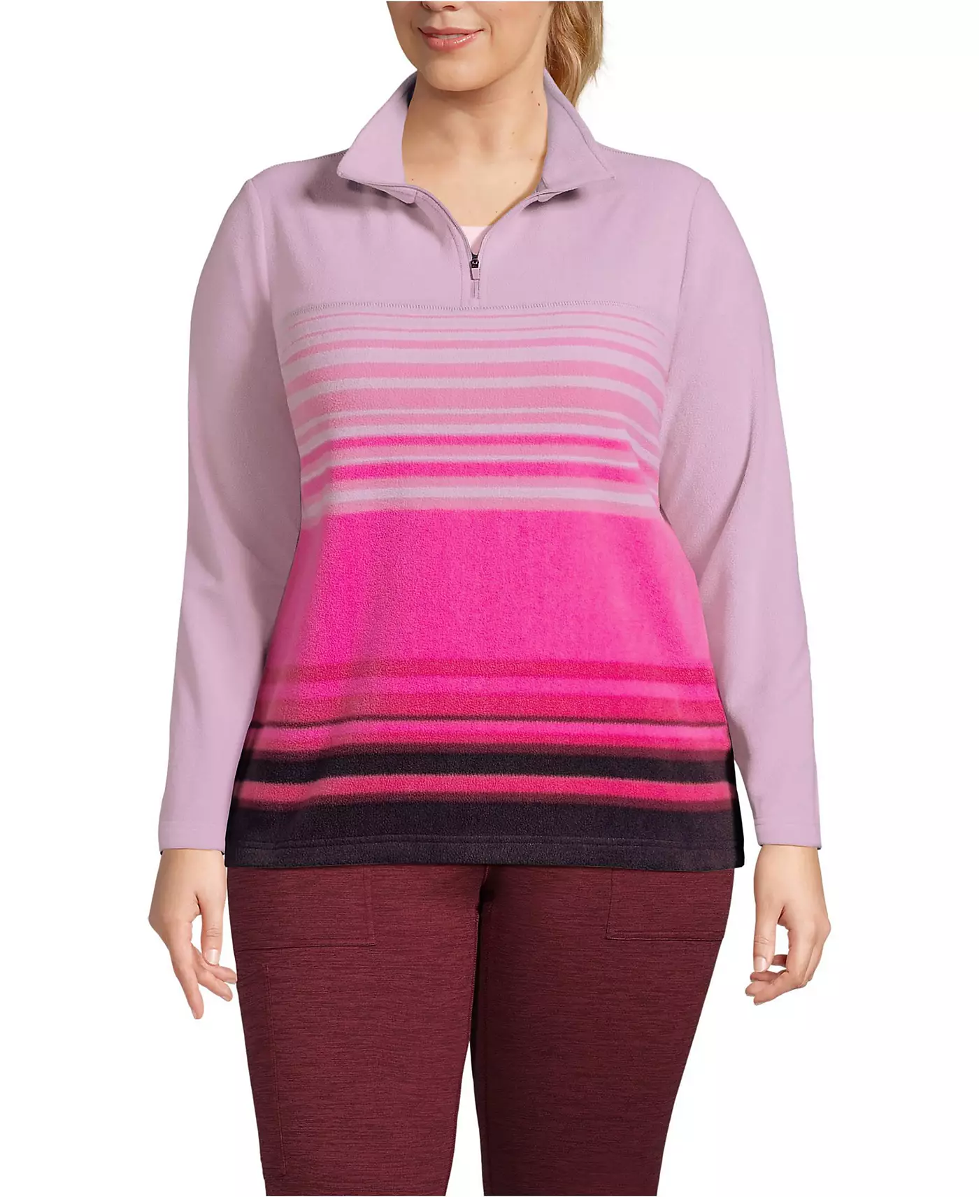 Пуловер Lands' End Plus Size Anyweather из флиса с застежкой-молнией на четверть оборота