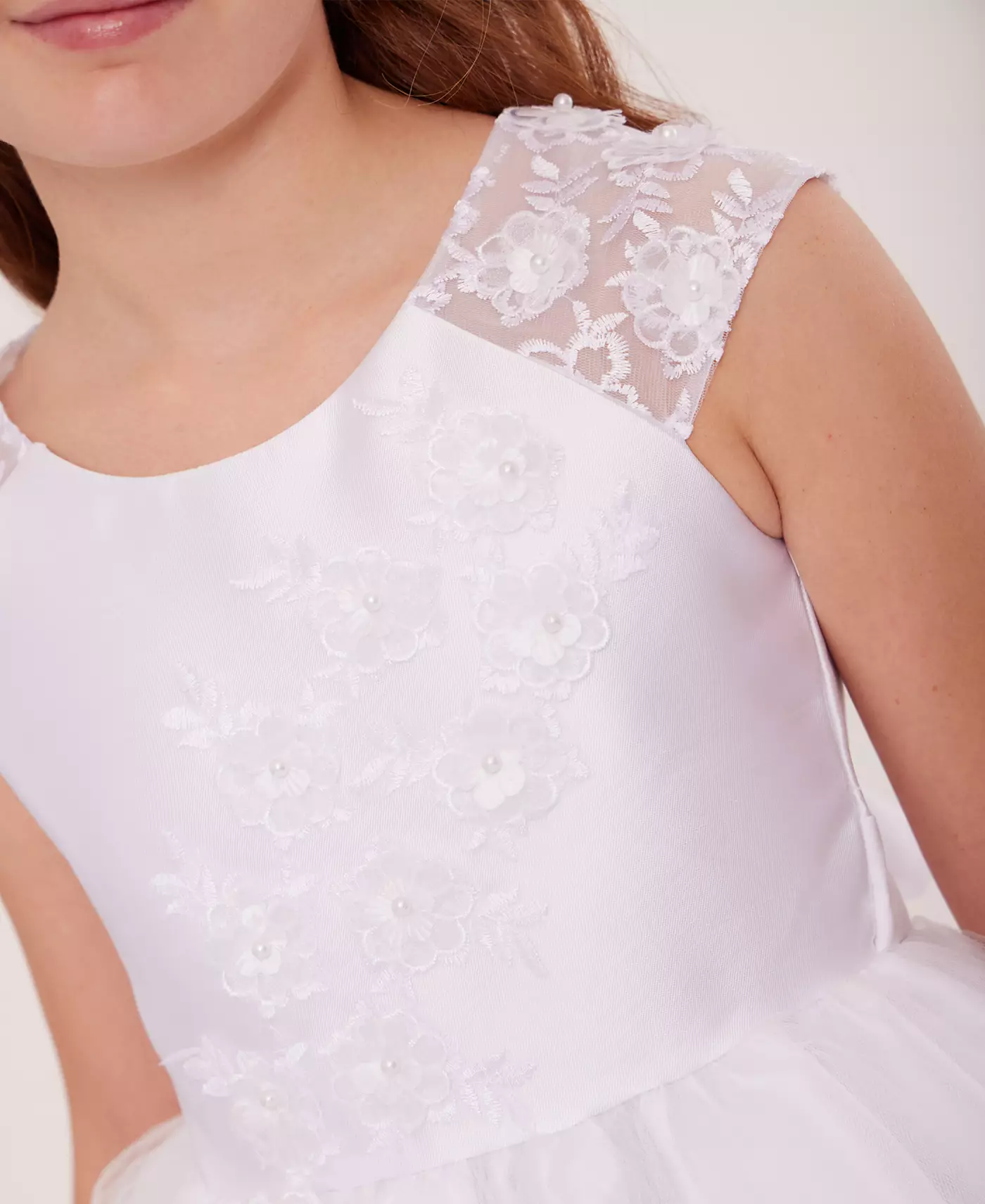 Платье Bonnie Jean для больших девочек с каскадной цветочной аппликацией для первого причастия