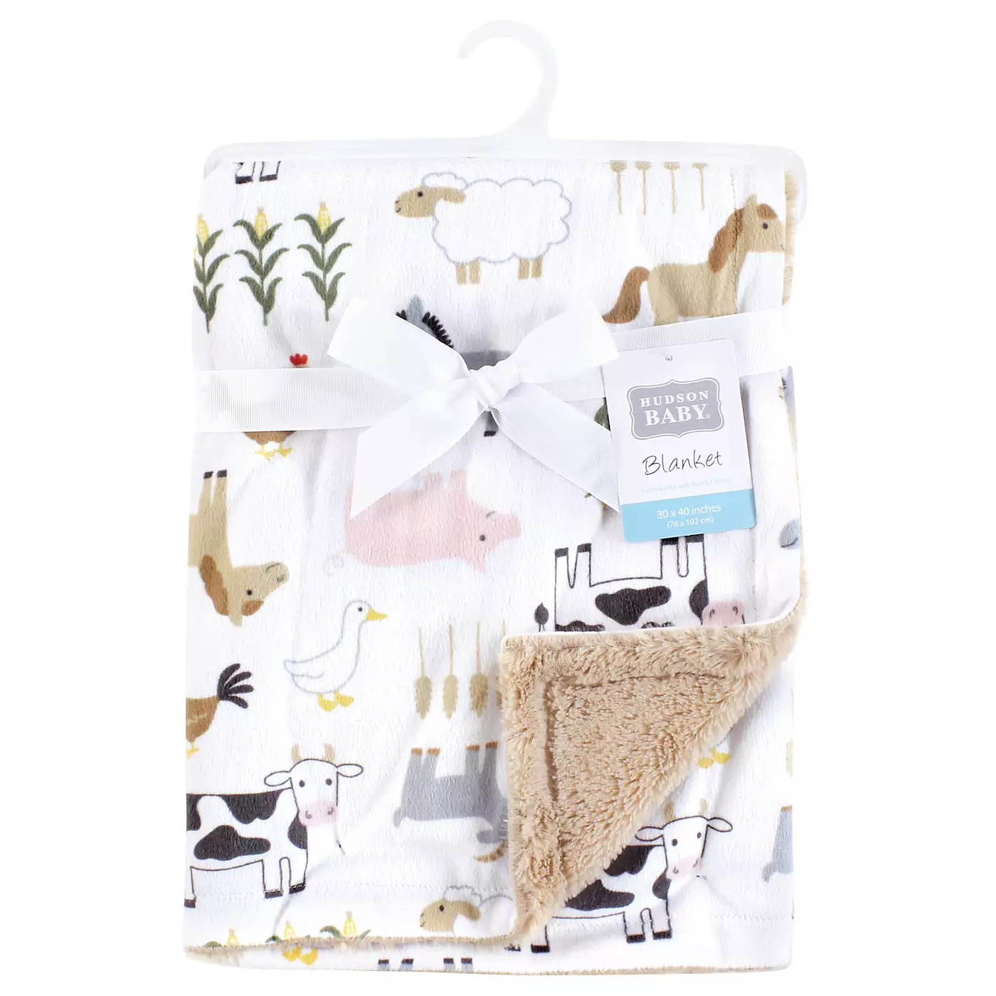Мягкое одеяло Hudson Baby Boys с пушистой отделкой и спинкой, Cute Farm, один размер
