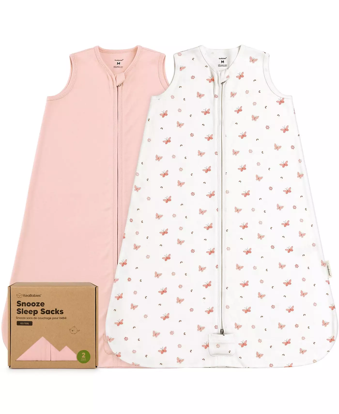 Комплект из 2 спальных мешков для малышей KeaBabies Snooze, хлопковое одеяло, мягкий спальный мешок для малышей, гладкая молния