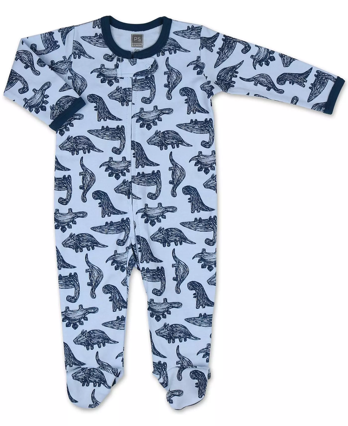 Пижама Peanutshell Baby Sleep N Play Footed для мальчиков и девочек, с изображением динозавра, синяя, 3 шт. в упаковке, для детей от рождения до 9 месяцев