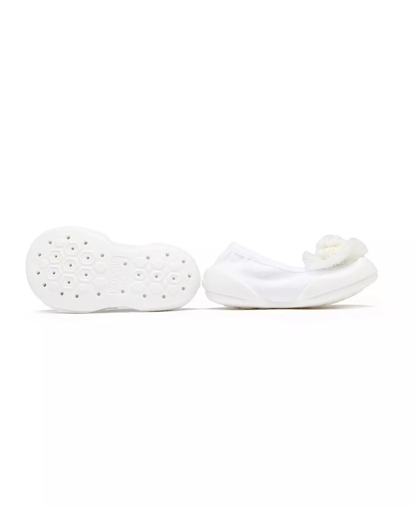 Komuello Детские дышащие моющиеся нескользящие носки для девочек на плоской подошве - Цветок-помпон белый