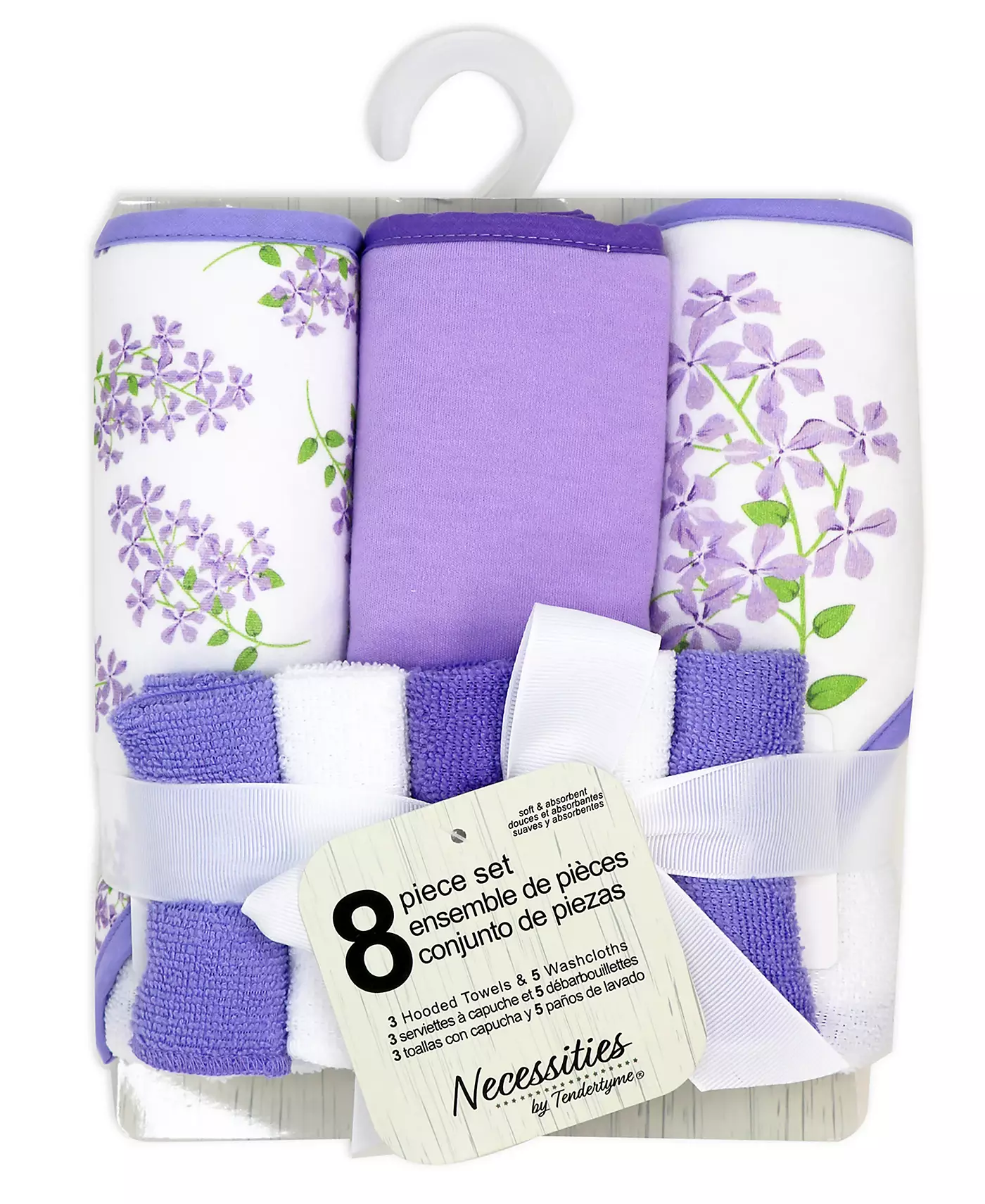 Комплект из 8 предметов: банное полотенце с капюшоном и мочалка Tendertyme для мальчиков и девочек