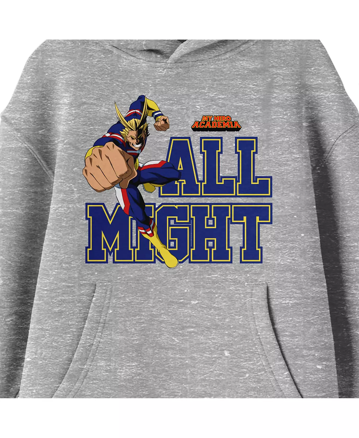 Толстовка с капюшоном My Hero Academia Boys All Might Collegiate Text с длинным рукавом, спортивная, молодежная, цвета меланж, размер XL